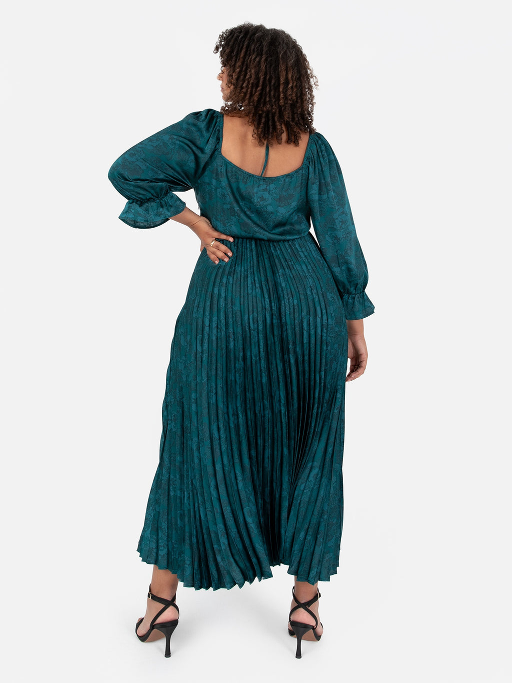 Lovedrobe Luxe Tie-Neck Pleated Satin Midi Dress