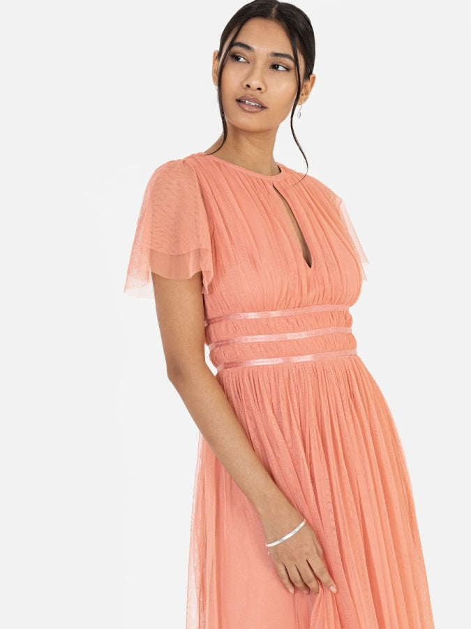 Anaya With Love Recycled Coral Midaxi Dress With Keyhole Detail