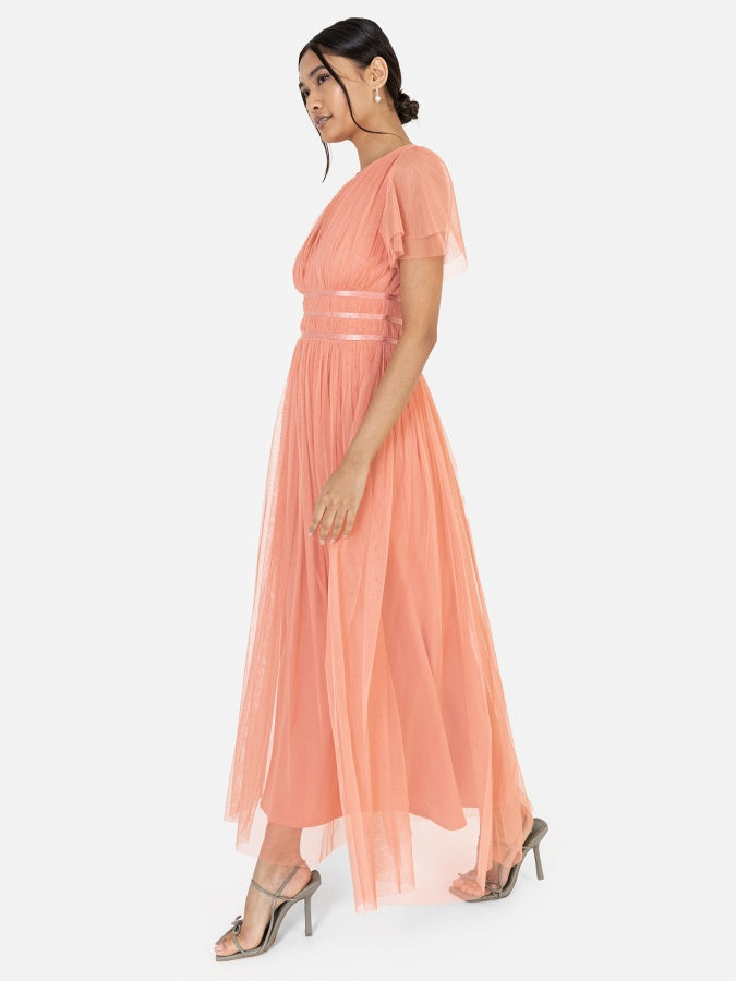 Anaya With Love Recycled Coral Midaxi Dress With Keyhole Detail
