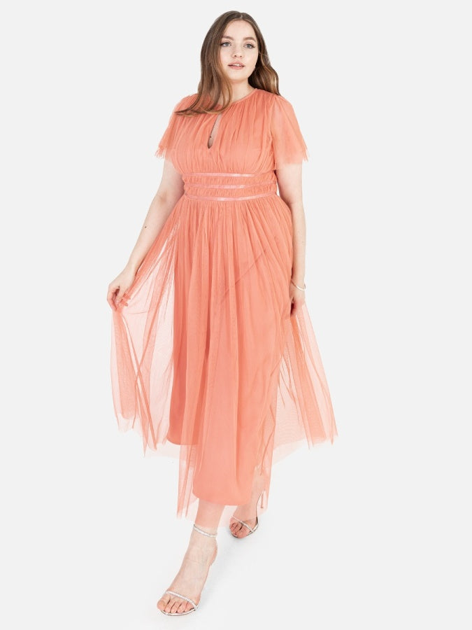 Anaya With Love Recycled Coral Midaxi Dress With Keyhole Detail