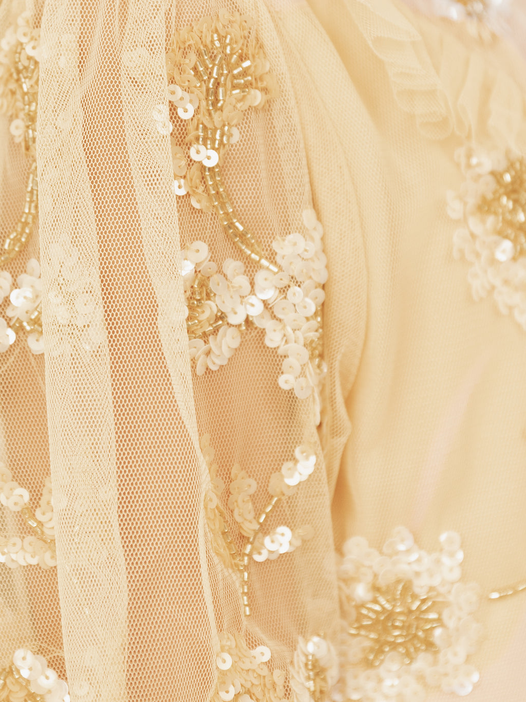 Mini Maya Buttercream Embellished Ruffle Midi Dress