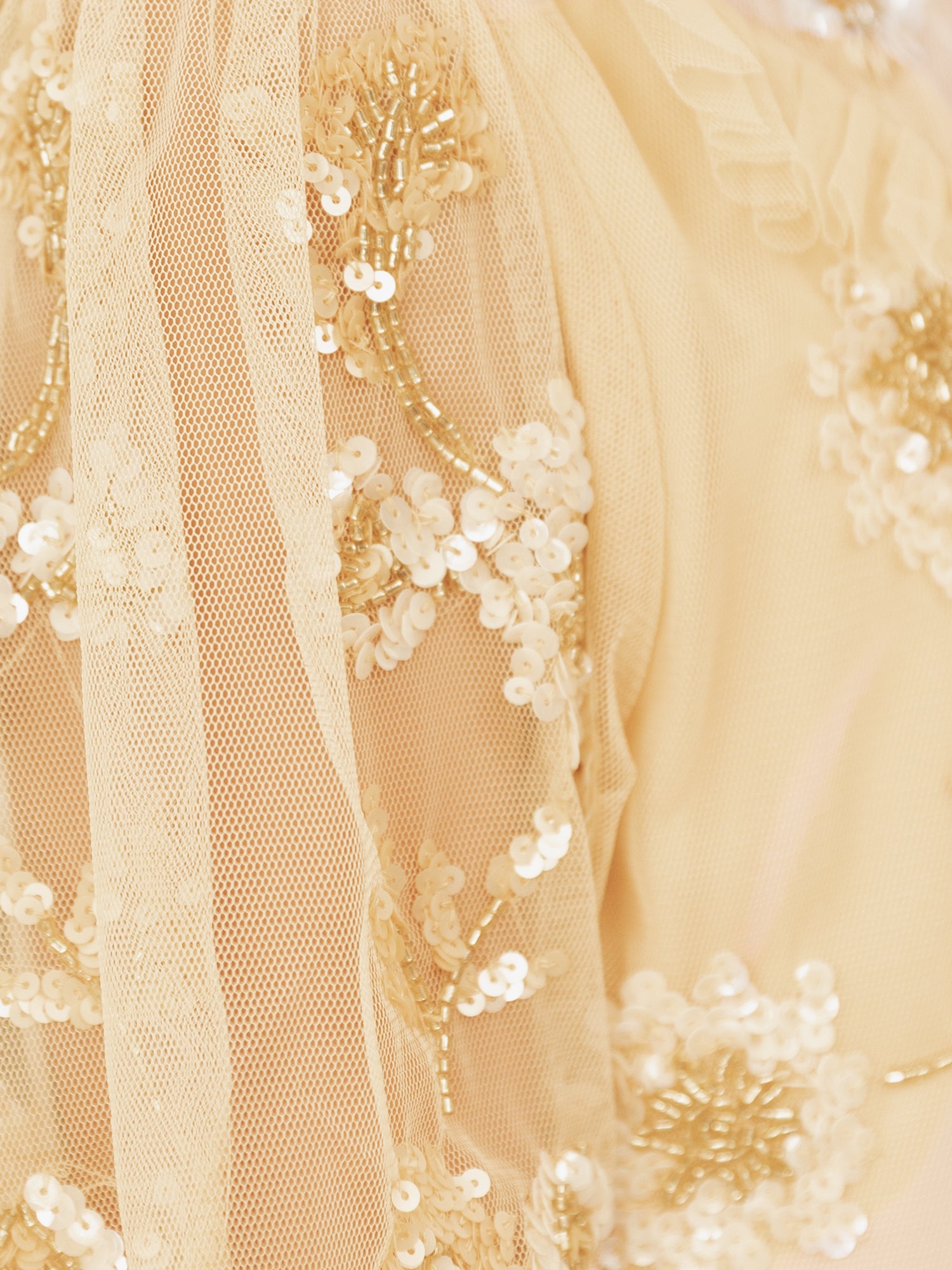 Mini Maya Buttercream Embellished Ruffle Midi Dress