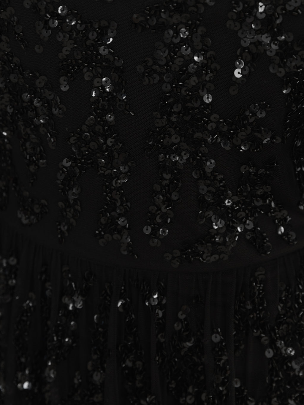 Maya Black Fully Embellished Maxi Sleeve Round Neck Maxi Dress