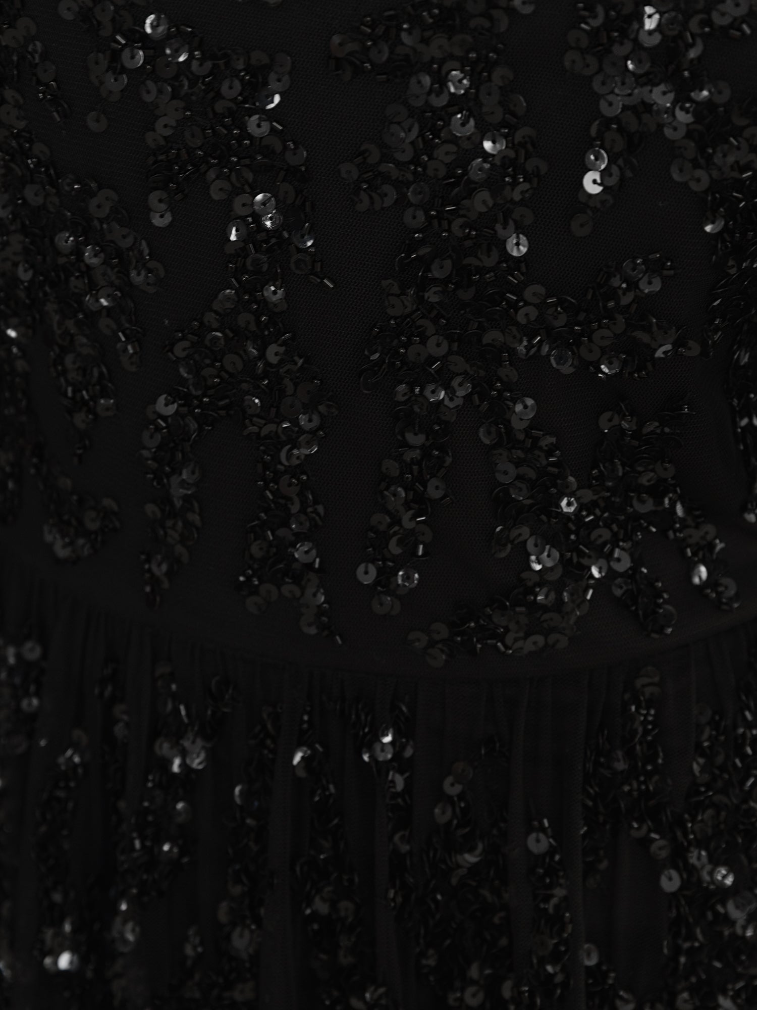 Maya Black Fully Embellished Maxi Sleeve Round Neck Maxi Dress