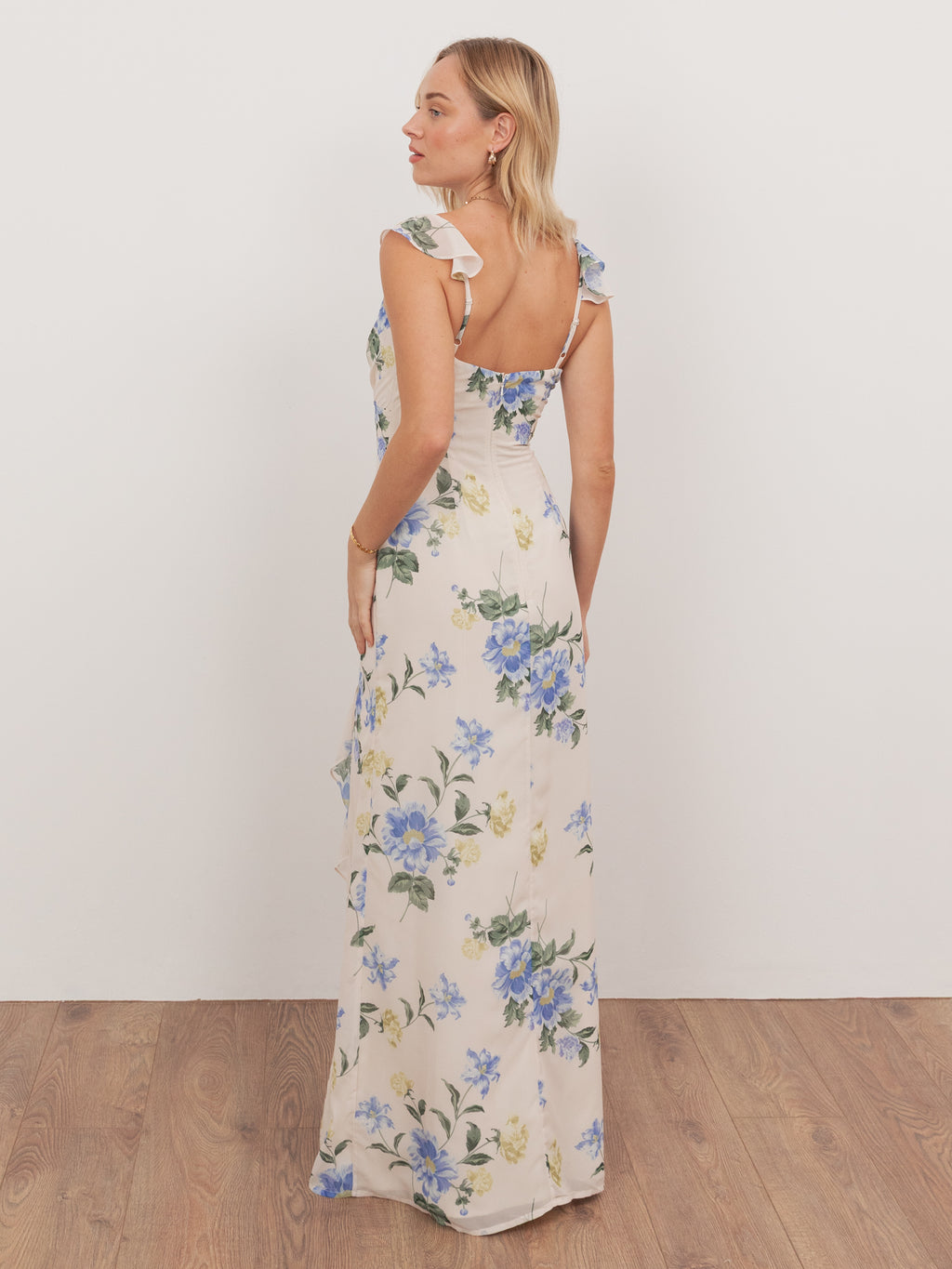 Anaya With Love Recycled Floral Strappy V Neck Maxi Dress with Skirt Split & Ruffle Detail