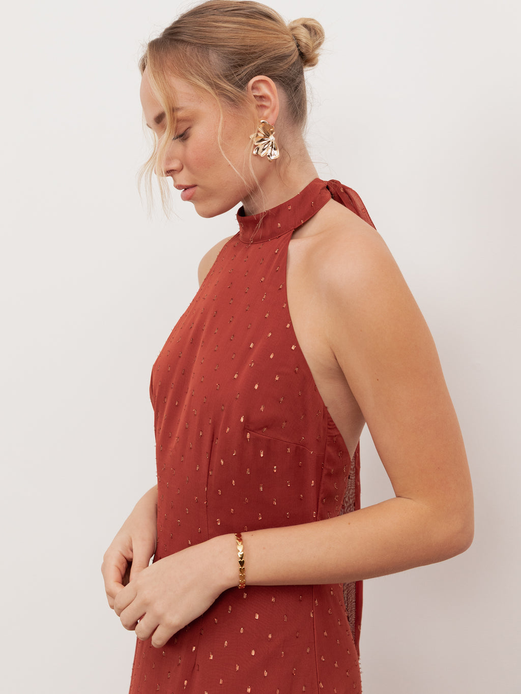 Anaya With Love Recycled Chilli Red Halter Neck & Open Back Maxi Dress