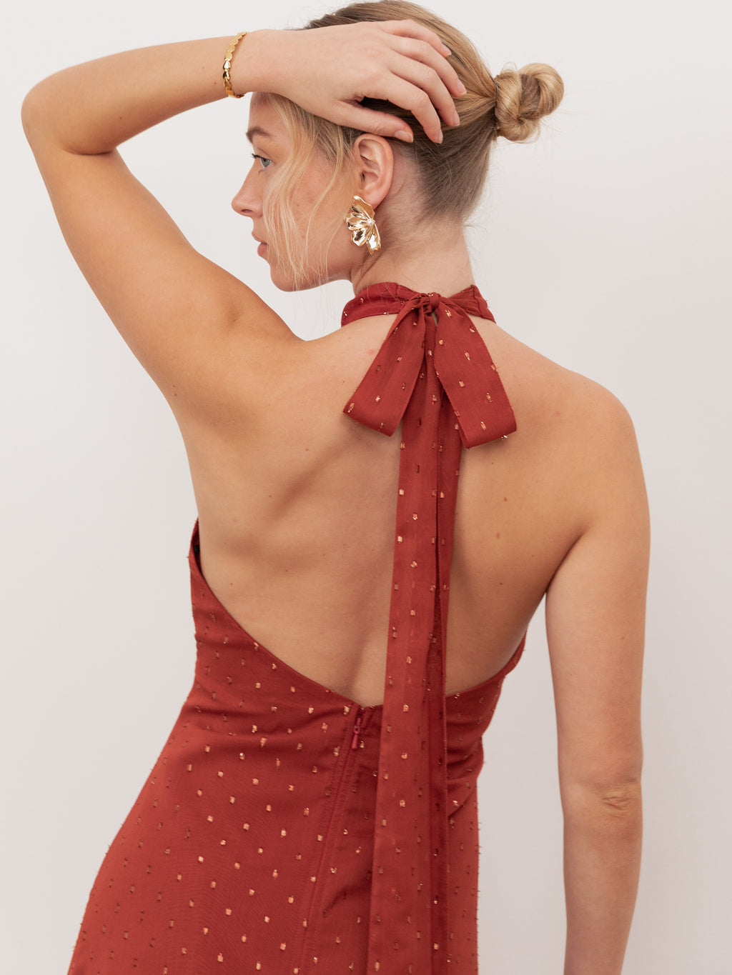 Anaya With Love Recycled Chilli Red Halter Neck & Open Back Maxi Dress