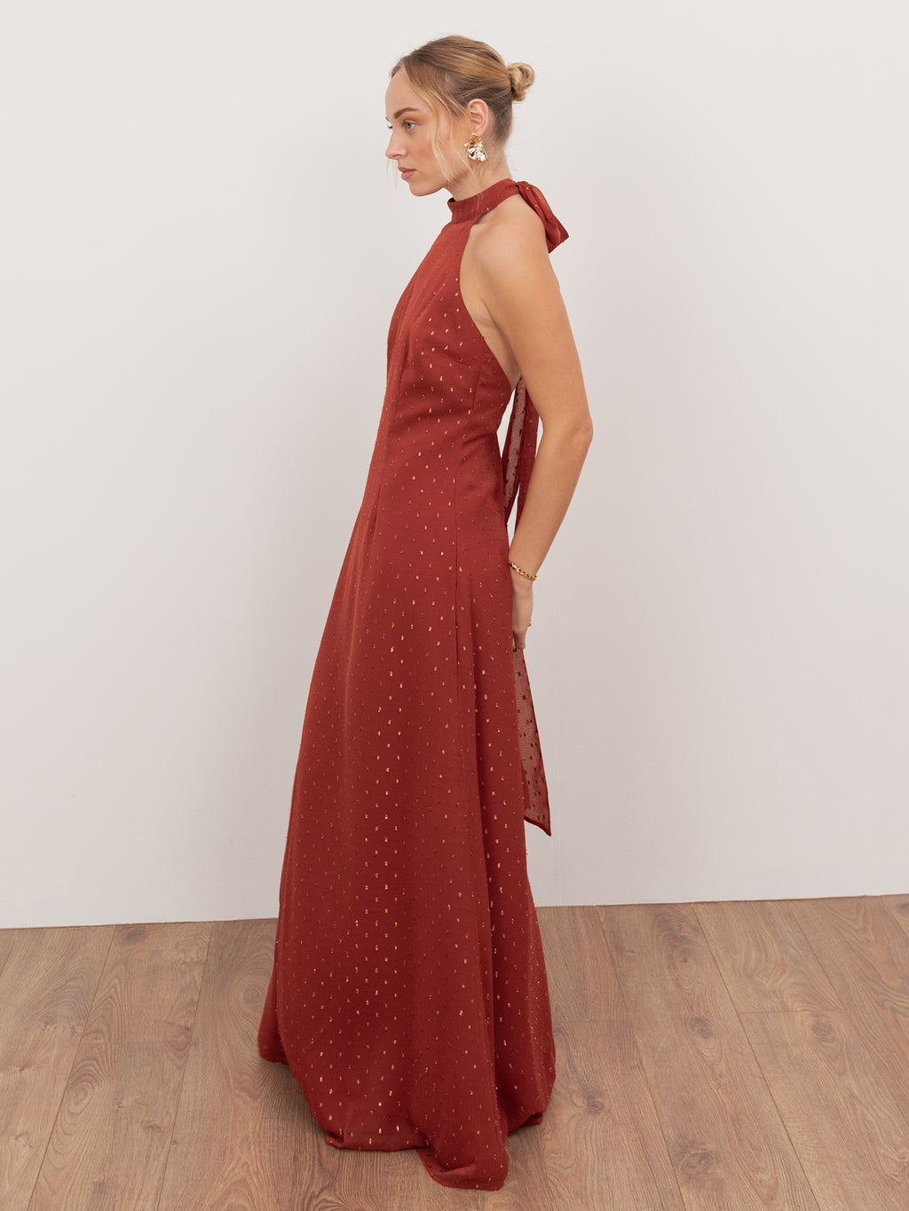 Anaya With Love Recycled Chilli Red Halter Neck & Open Back Maxi Dress
