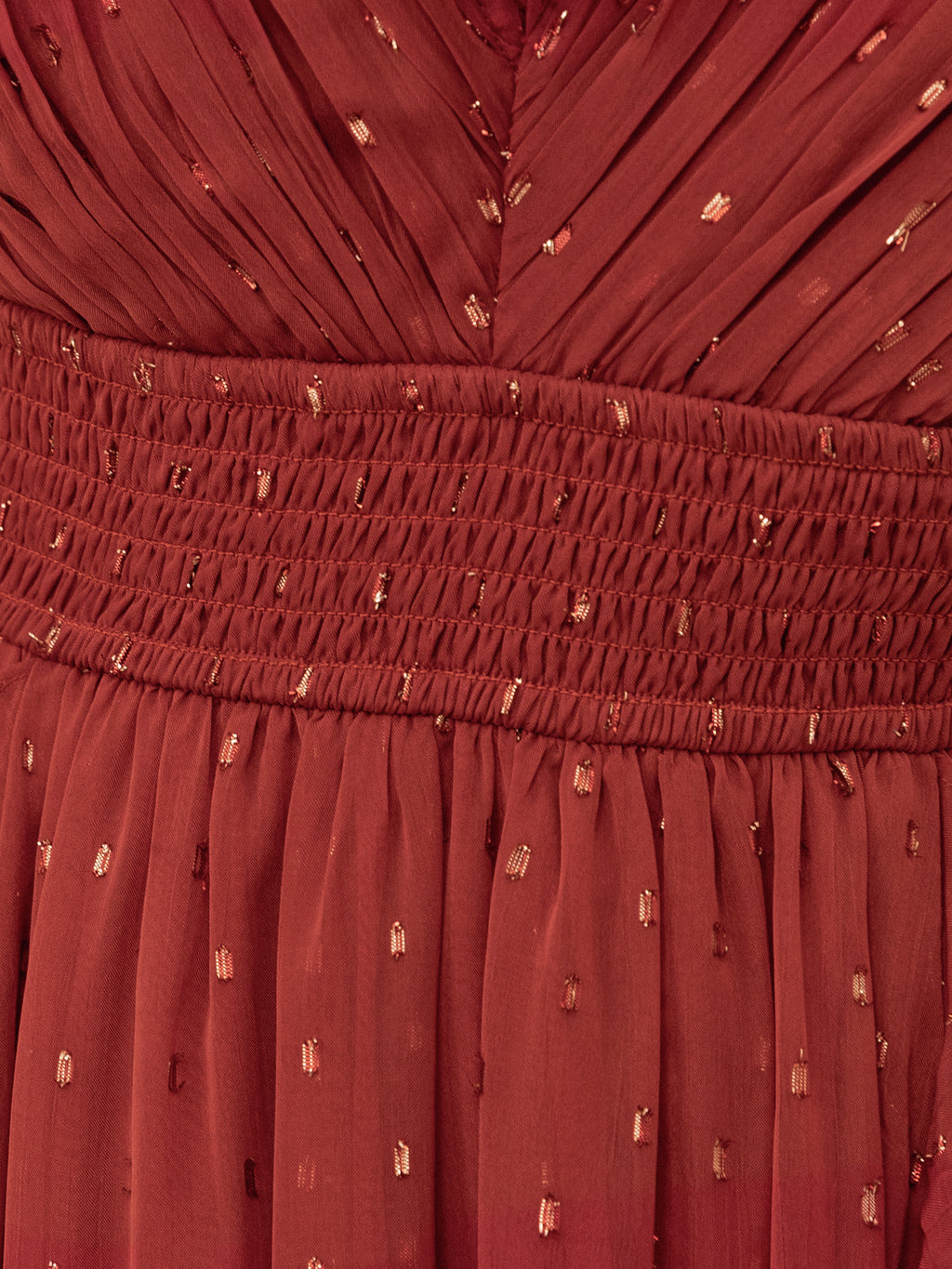 Anaya With Love Recycled Chilli Red Plunge Neck Waterfall Ruffle Maxi Dress