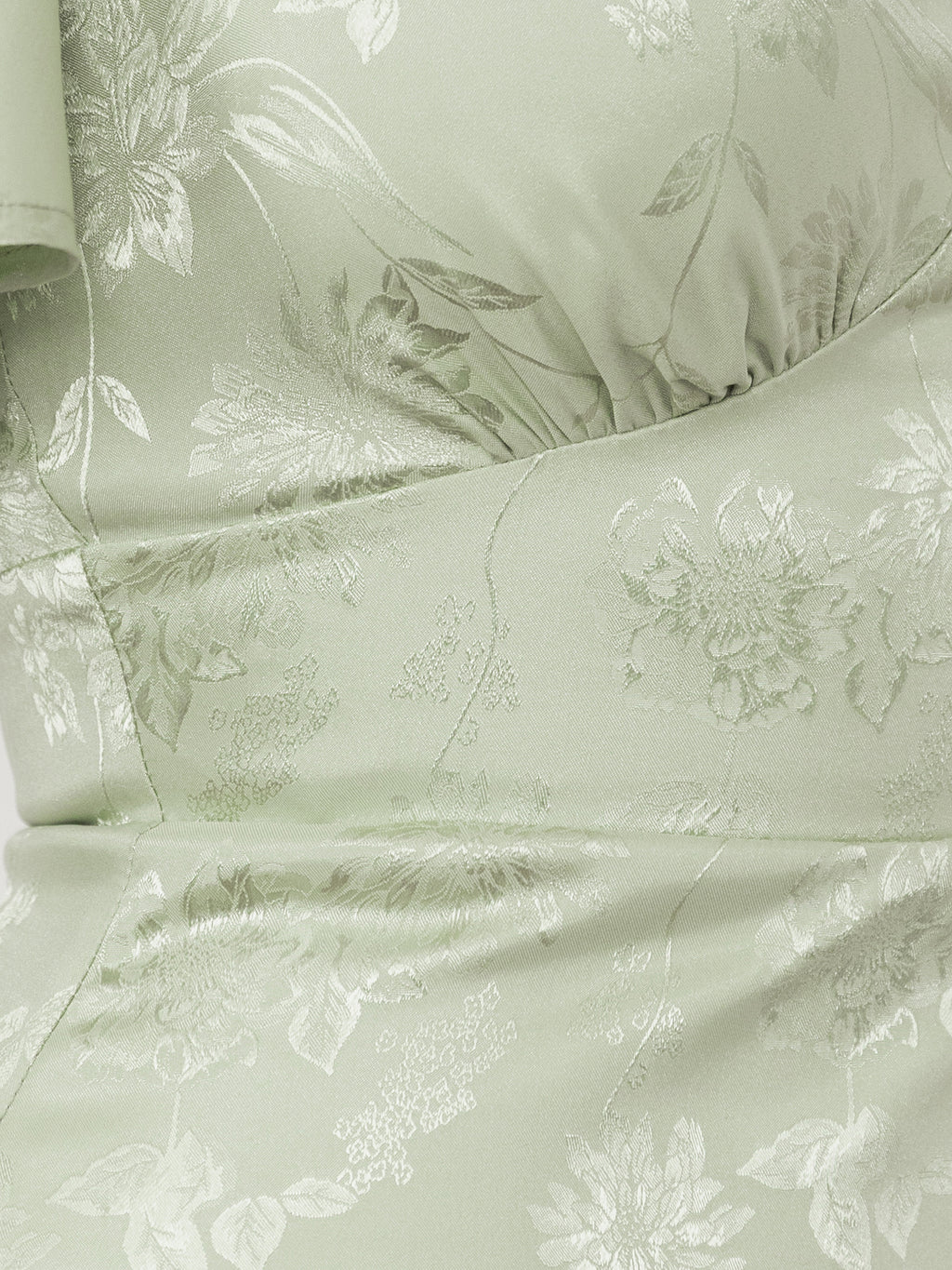 Maya Meadow Green Floral Jacquard Satin Maxi Dress