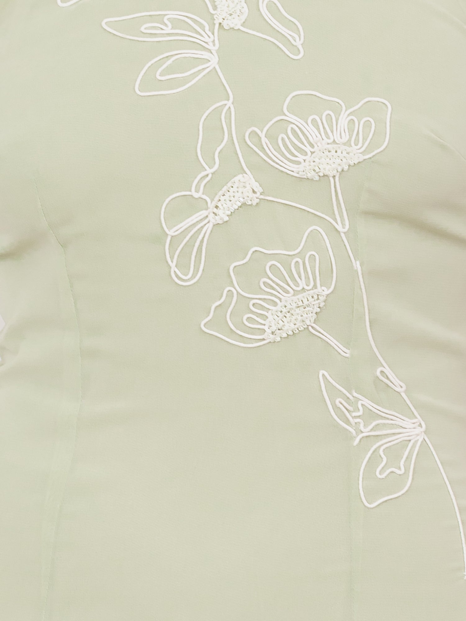 Maya Meadow Green Embroidered Halter Neck & Keyhole Back Maxi Dress