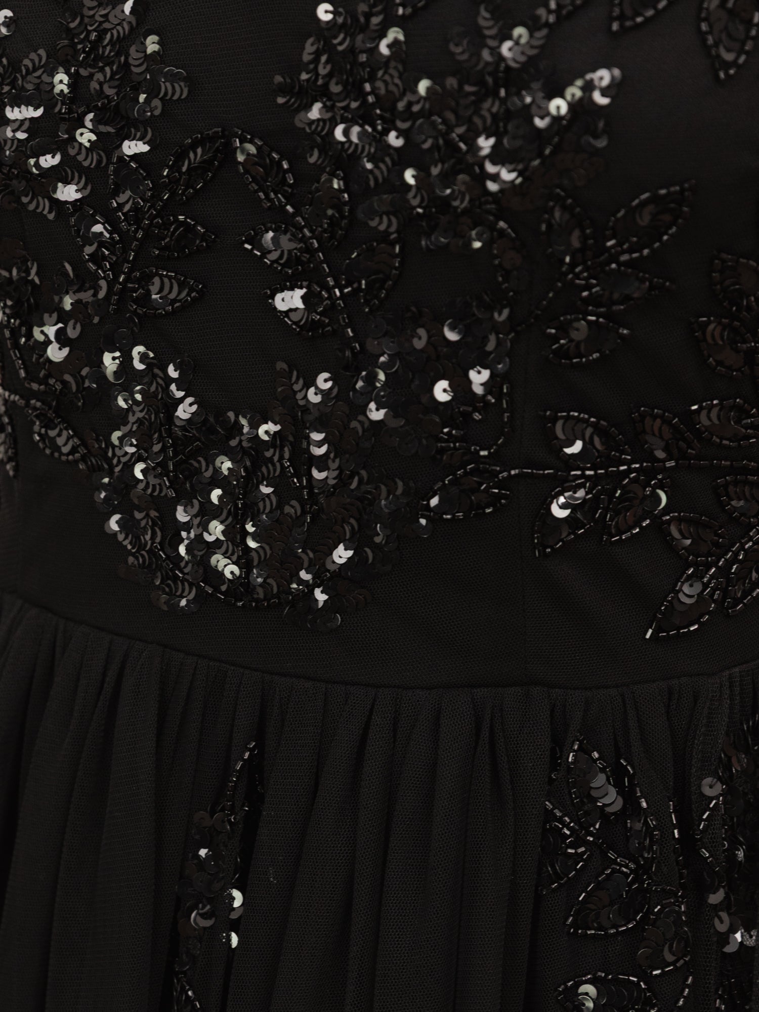 Maya Black Embellished Tulle Maxi Dress with Open Back