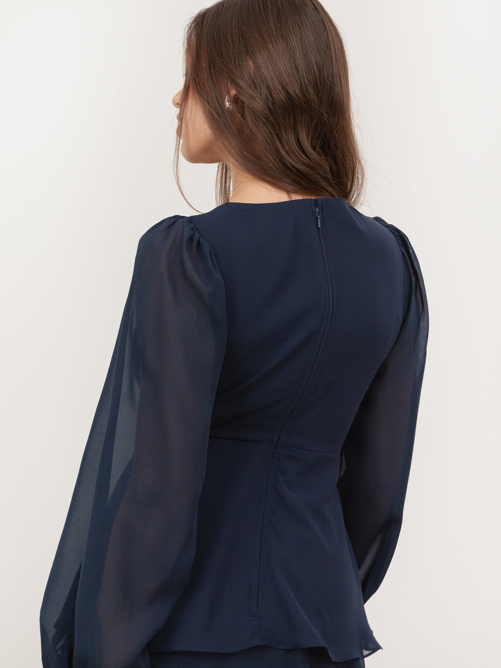 Maya Navy Floral Embellished Twist-Front Maxi Sleeve Tiered Midaxi Dress