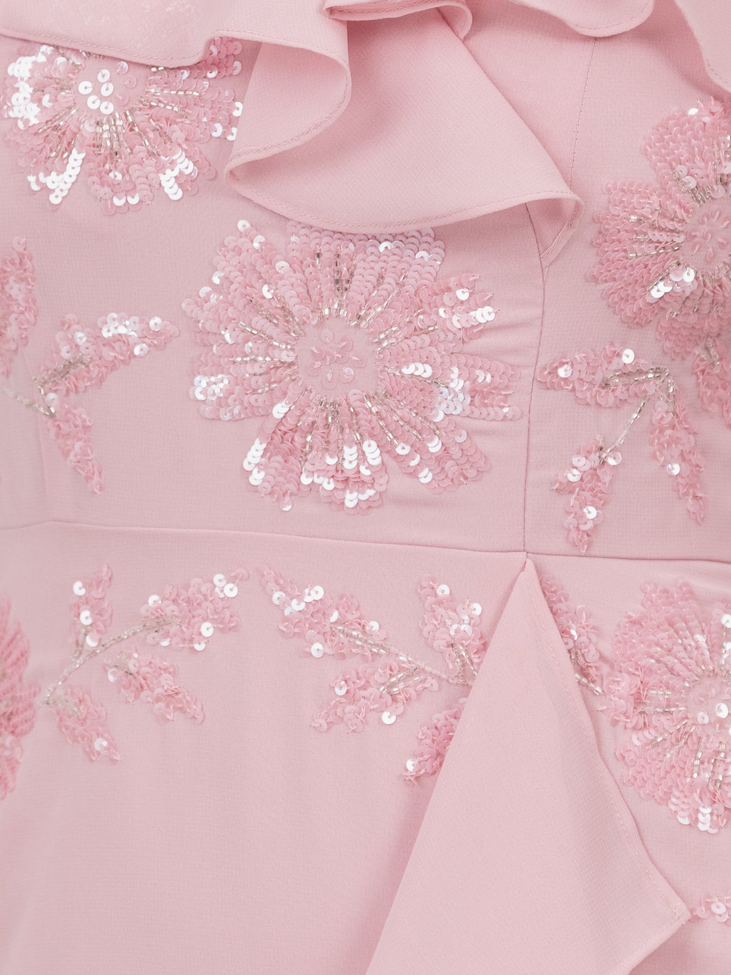 Maya Soft Pink Embellished Faux Wrap Bardot Midaxi Dress