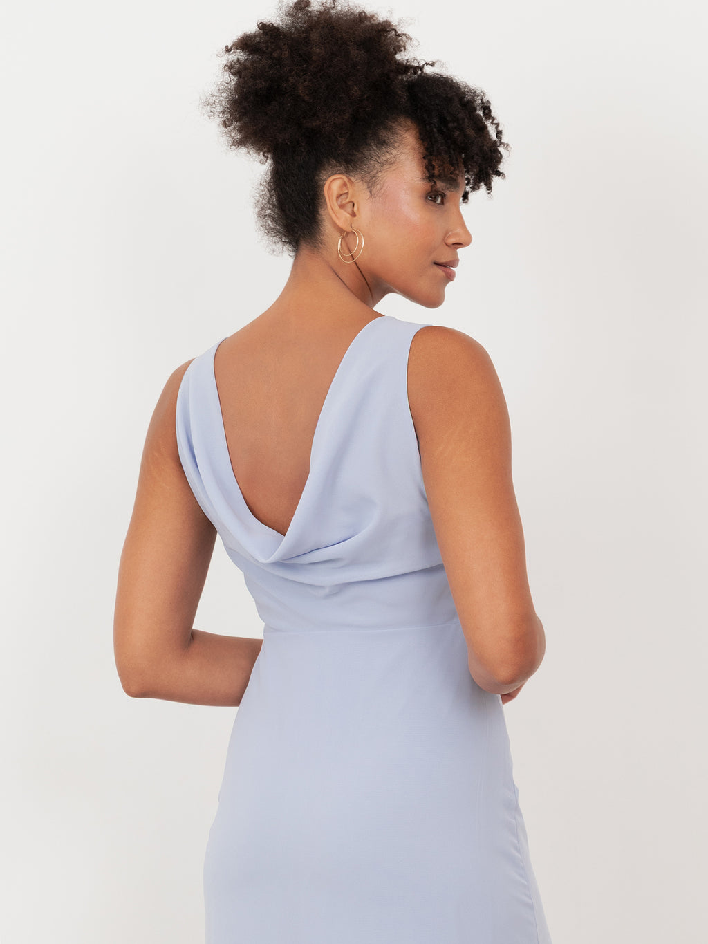 Maya Pastel Blue Floral Embroidered Cowl Back Maxi Dress