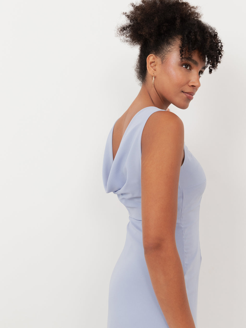 Maya Pastel Blue Floral Embroidered Cowl Back Maxi Dress