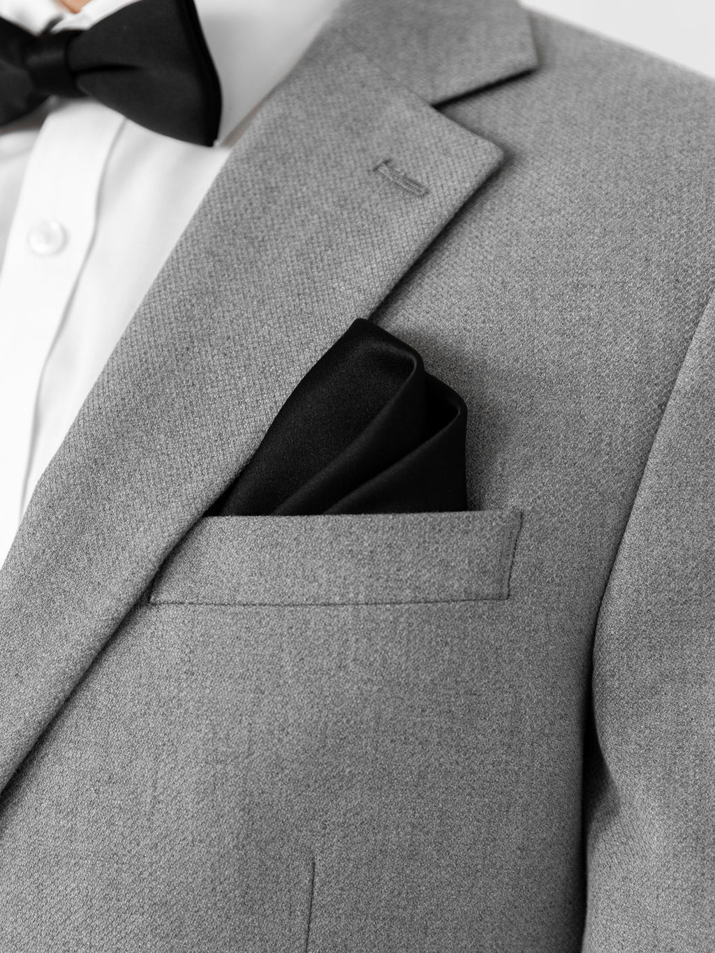 Maya Black Satin Bow Tie & Pocket Square Set