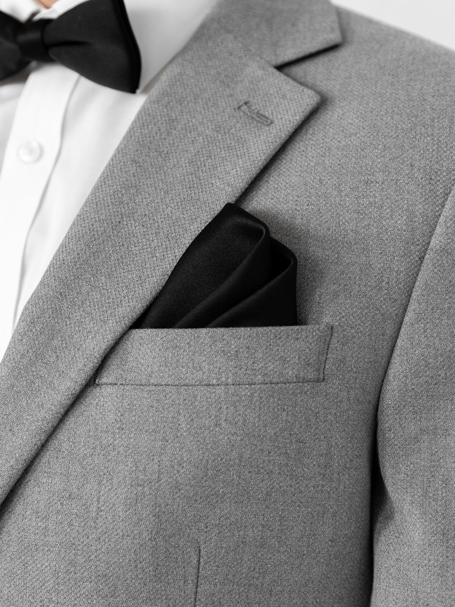 Maya Black Satin Bow Tie & Pocket Square Set