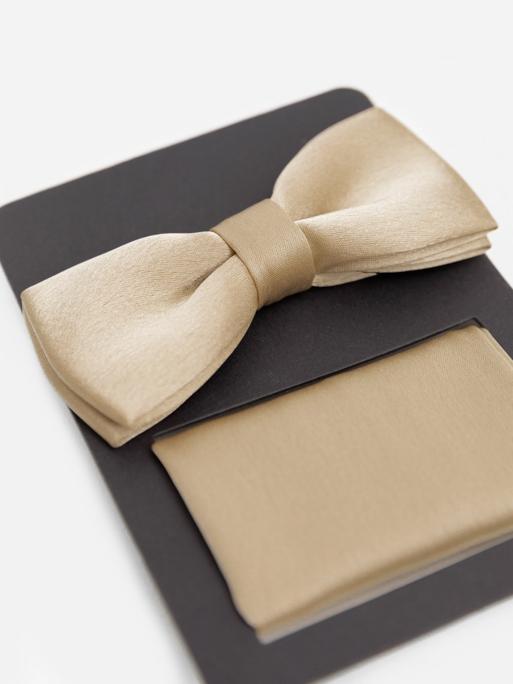 Maya Chamapgne Satin Bow Tie & Pocket Square Set