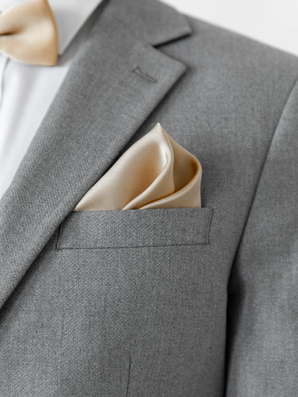 Maya Chamapgne Satin Bow Tie & Pocket Square Set