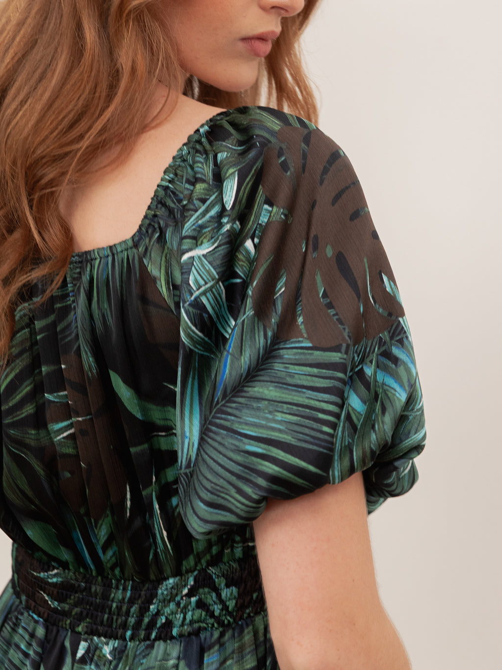 Lovedrobe Tropical Print Square Neck Short Sleeve Maxi Dress