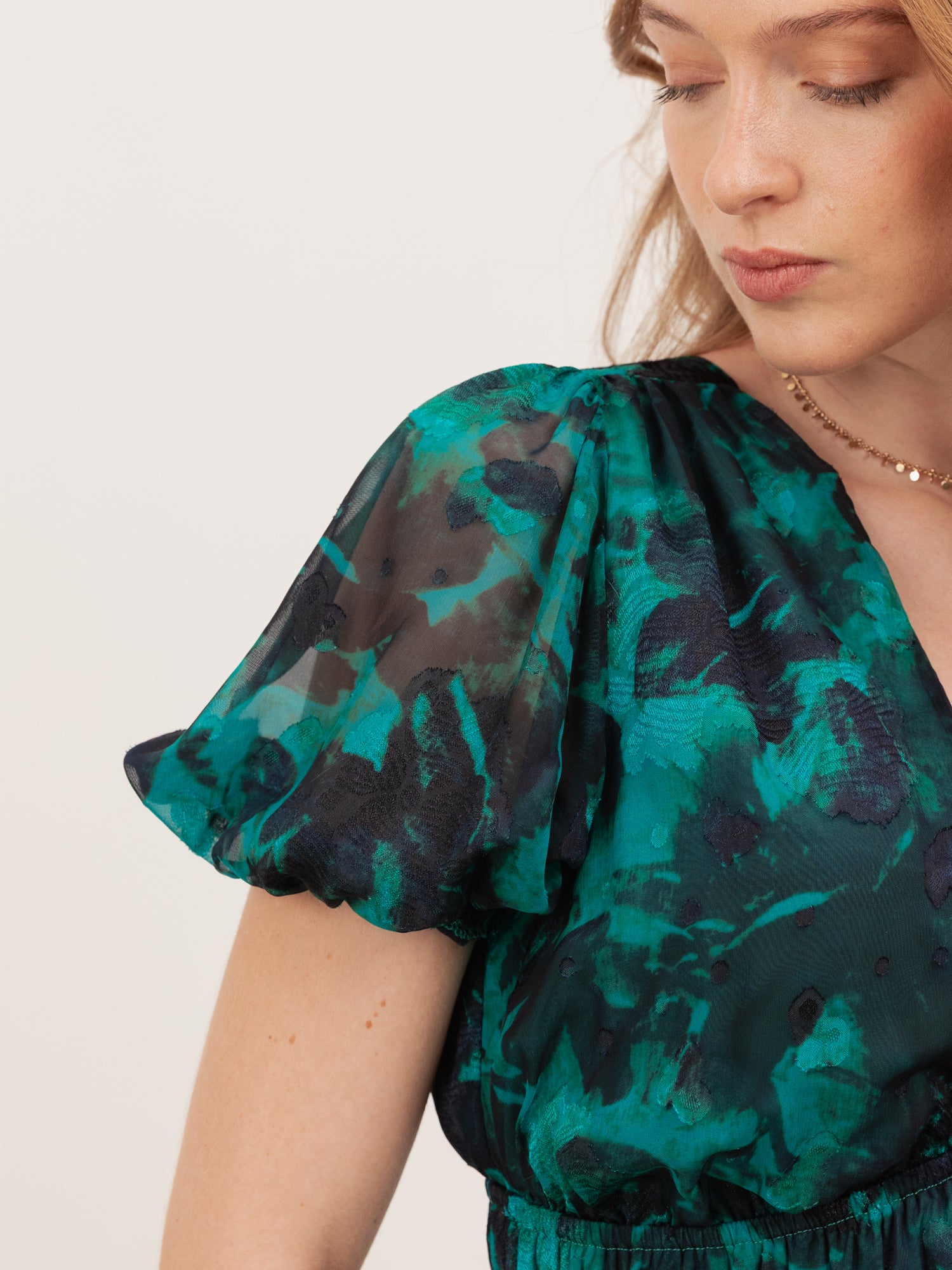 Lovedrobe Green Floral Short Sleeve Tie Detail Midaxi Dress