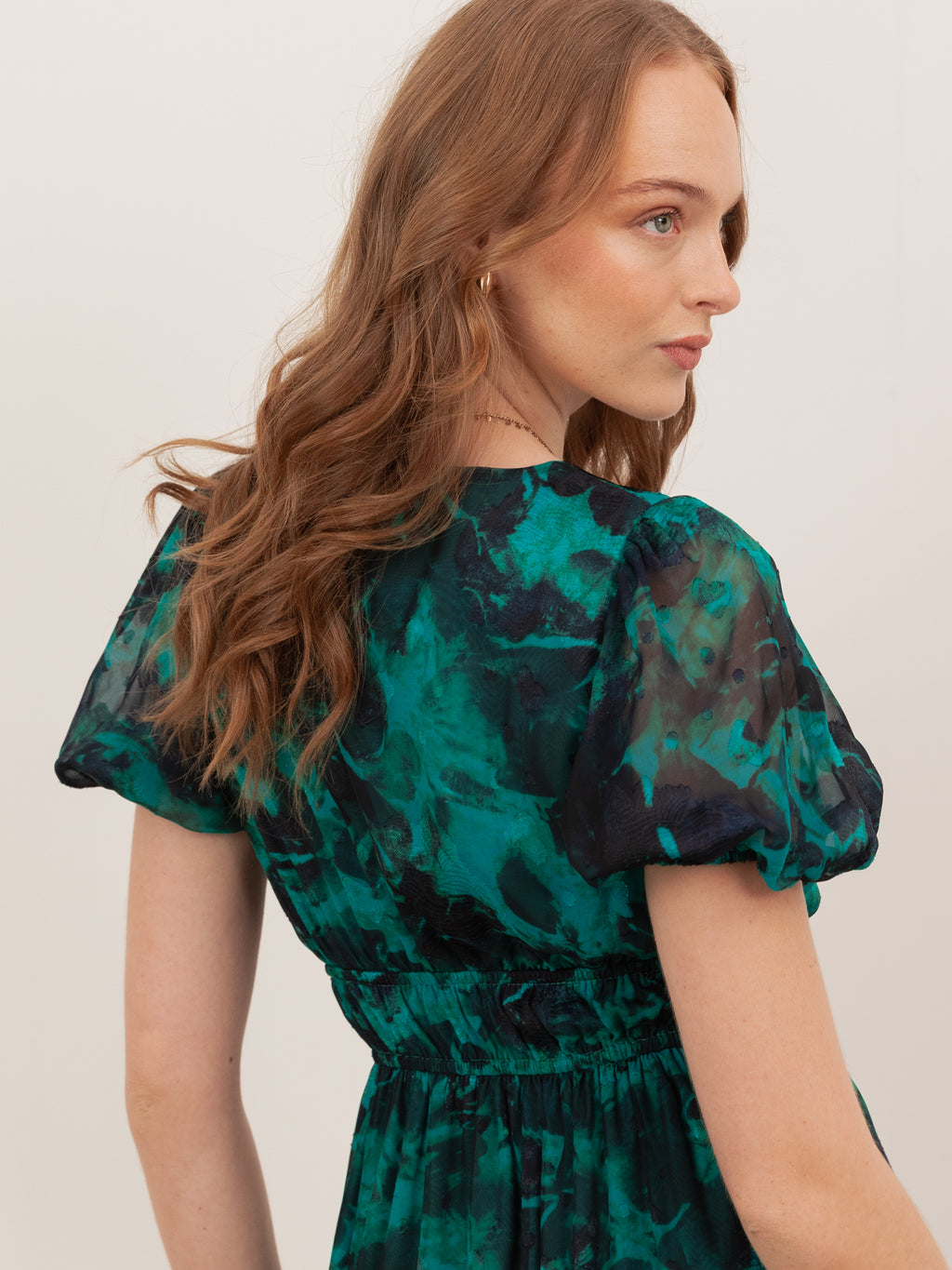 Lovedrobe Green Floral Short Sleeve Tie Detail Midaxi Dress