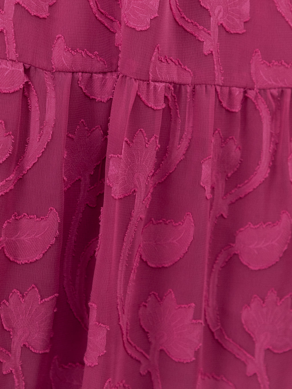 Lovedrobe Fuchsia Floral Burnout Tiered Maxi Skirt