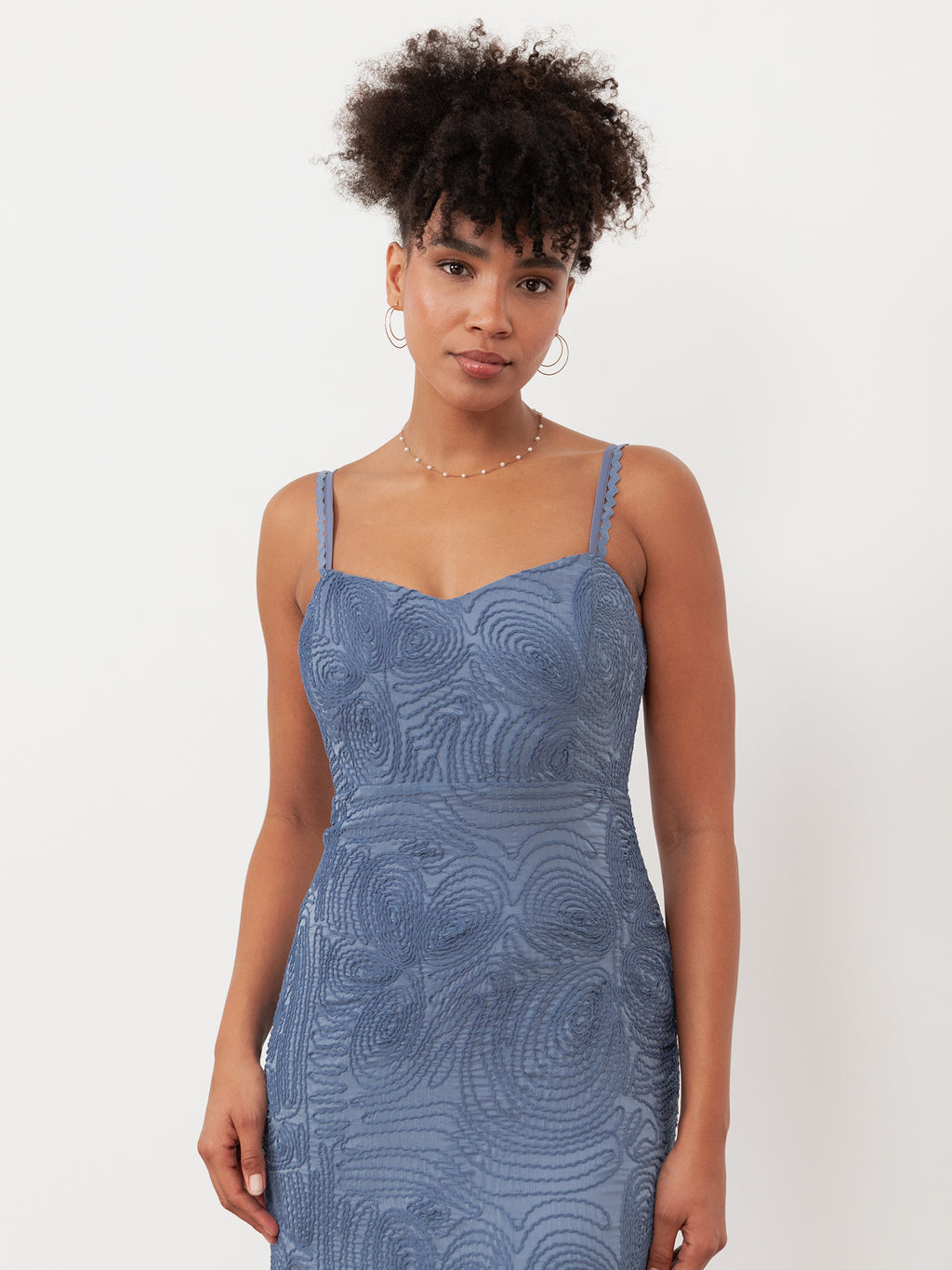 Maya Infinity Blue 3D Textured Chiffon Midi Dress