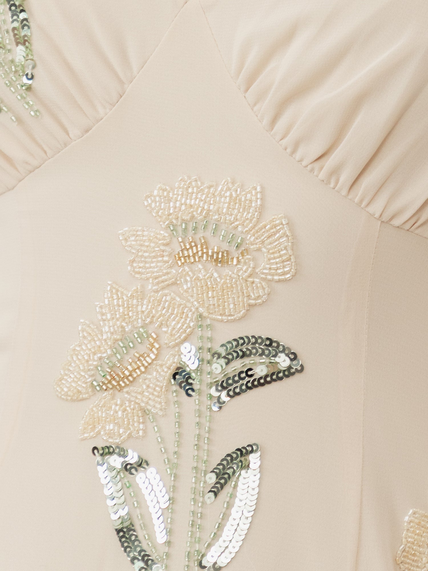 Maya Vanilla Embellished Maxi Sleeve Ruffle Maxi Dress