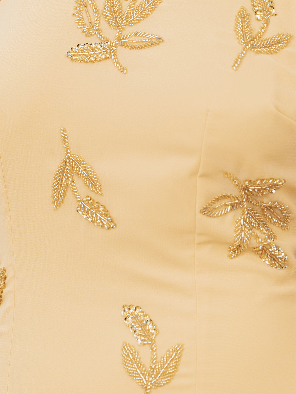 Maya Buttercream Embellished Halter Neck & Open Back Maxi Dress