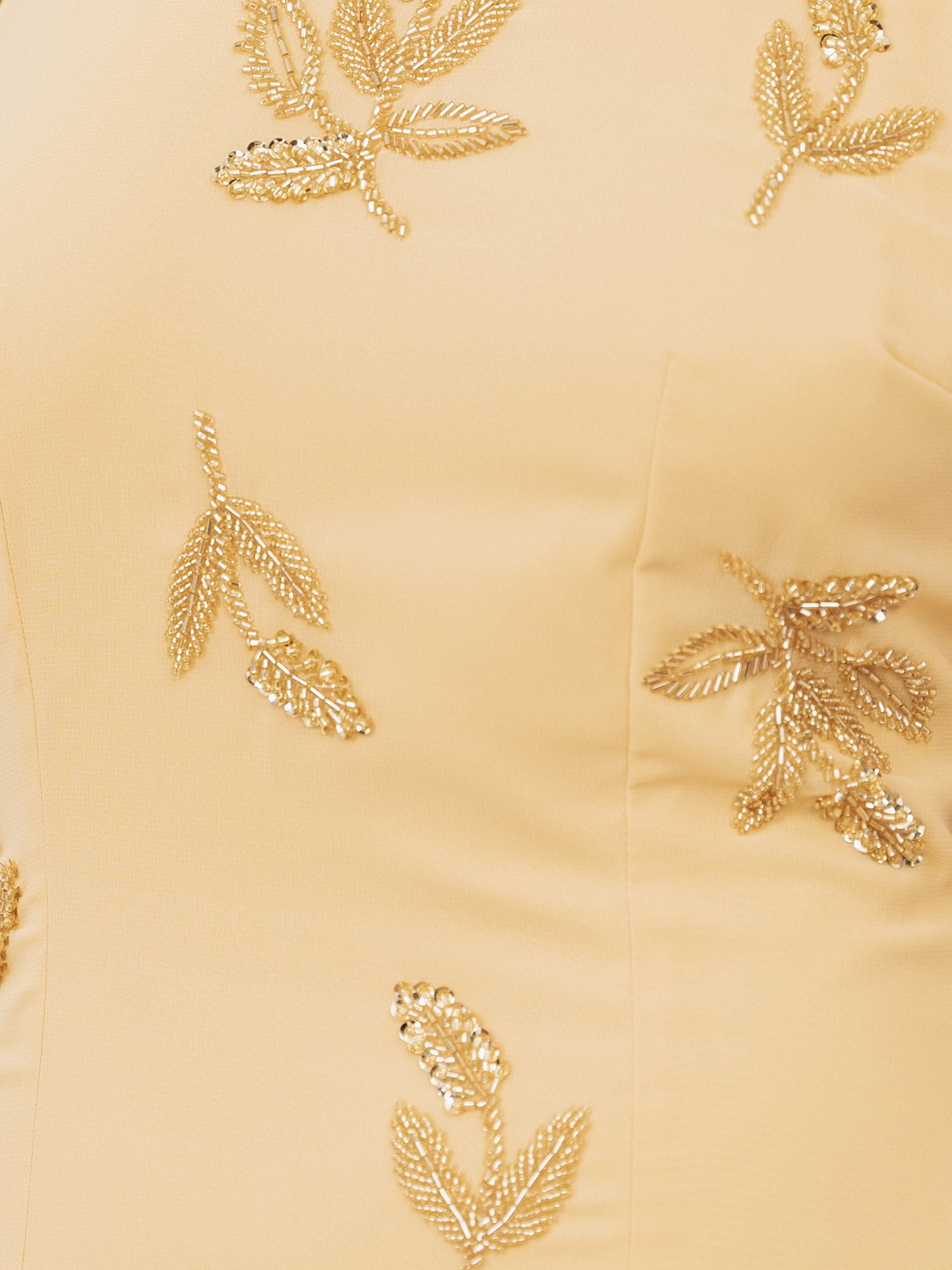 Maya Buttercream Embellished Halter Neck & Open Back Maxi Dress