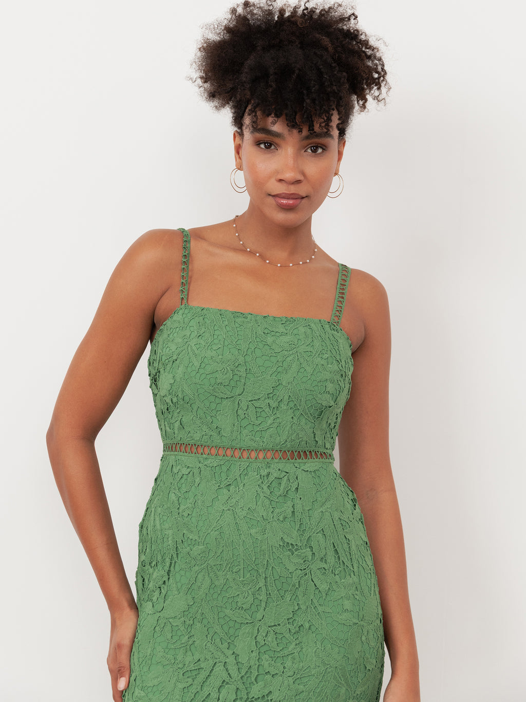 Maya Green Lace Cami Midi Dress