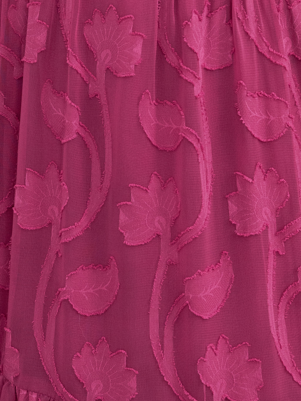 Lovedrobe Fuchsia Short Sleeve Floral Burnout Midi Dress