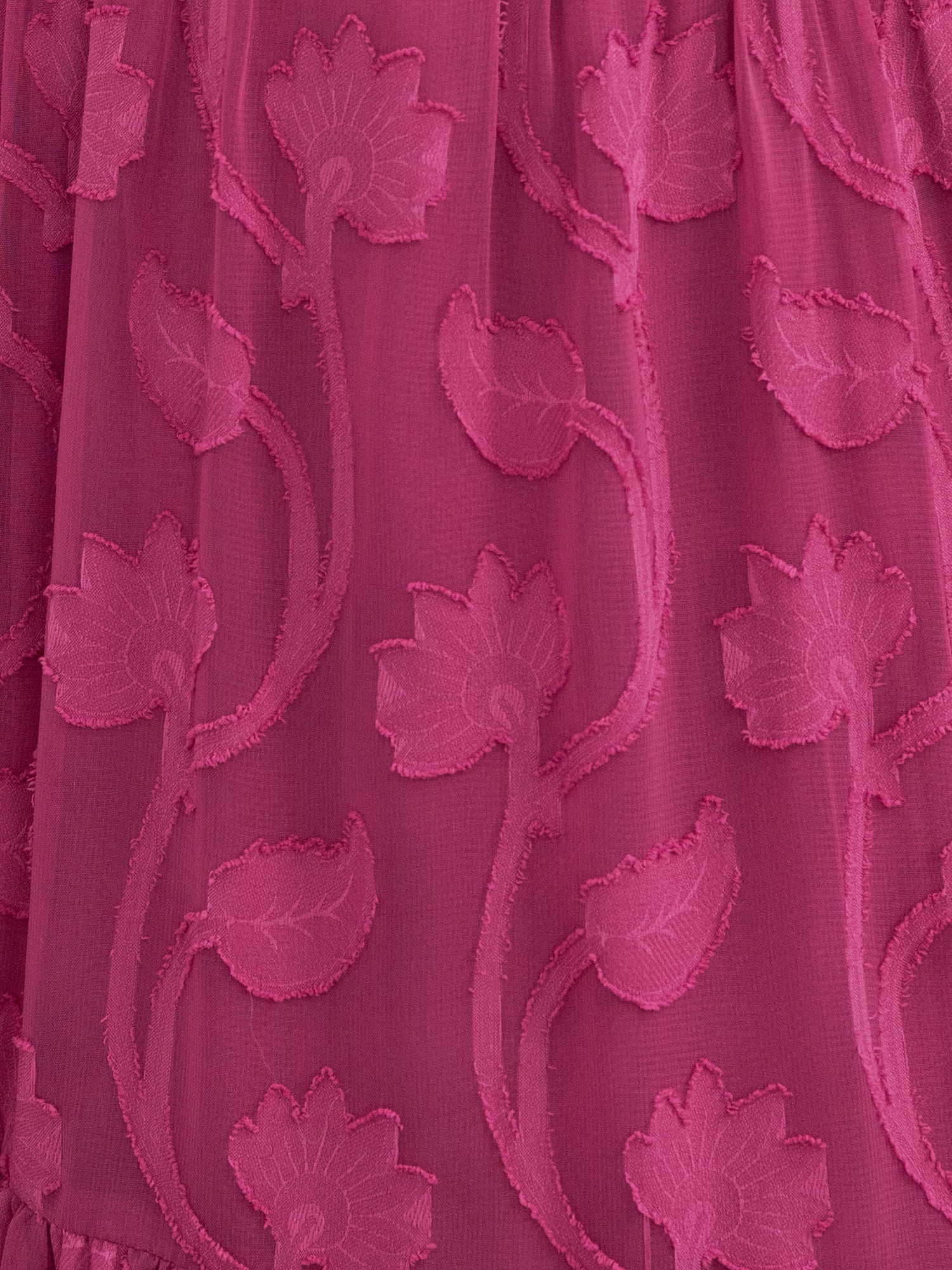 Lovedrobe Fuchsia Short Sleeve Floral Burnout Midi Dress