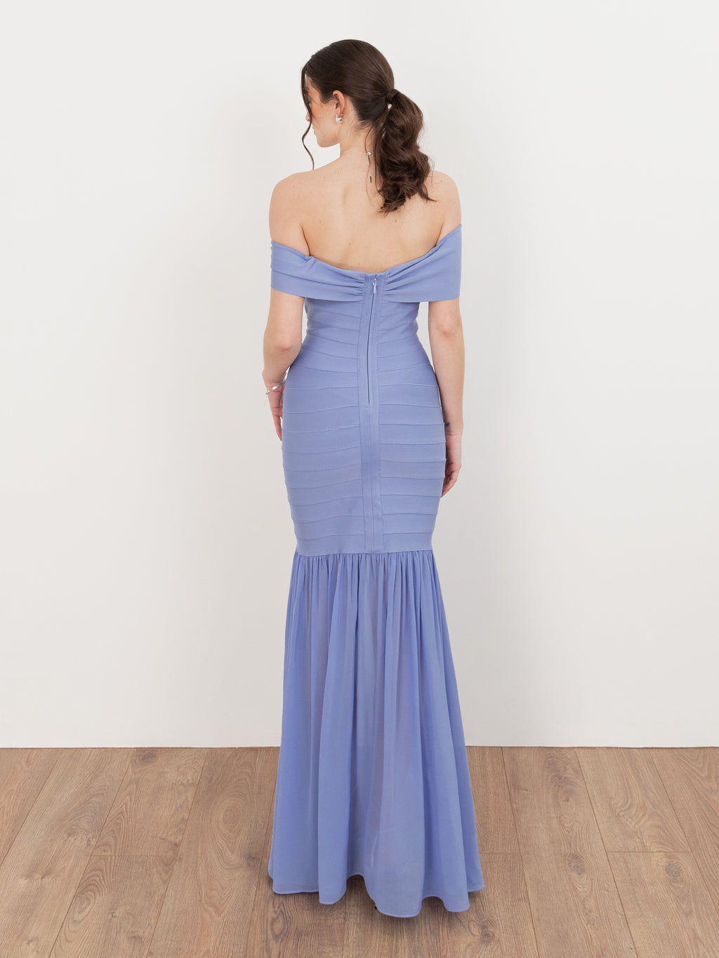 Maya Wisteria Blue Bardot Bandage Maxi Dress
