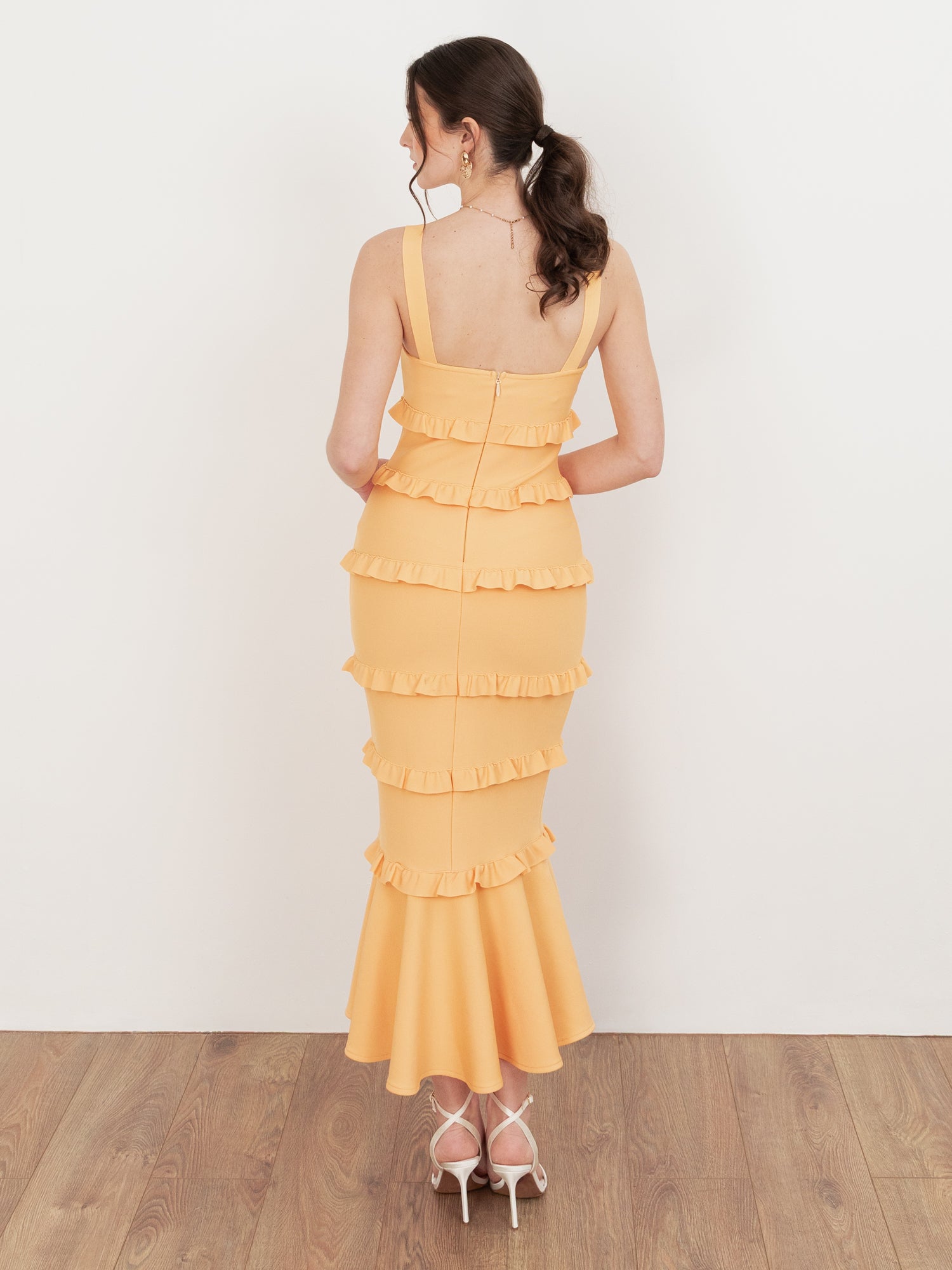 Maya Amber Yellow Strappy Bandage Midi Dress