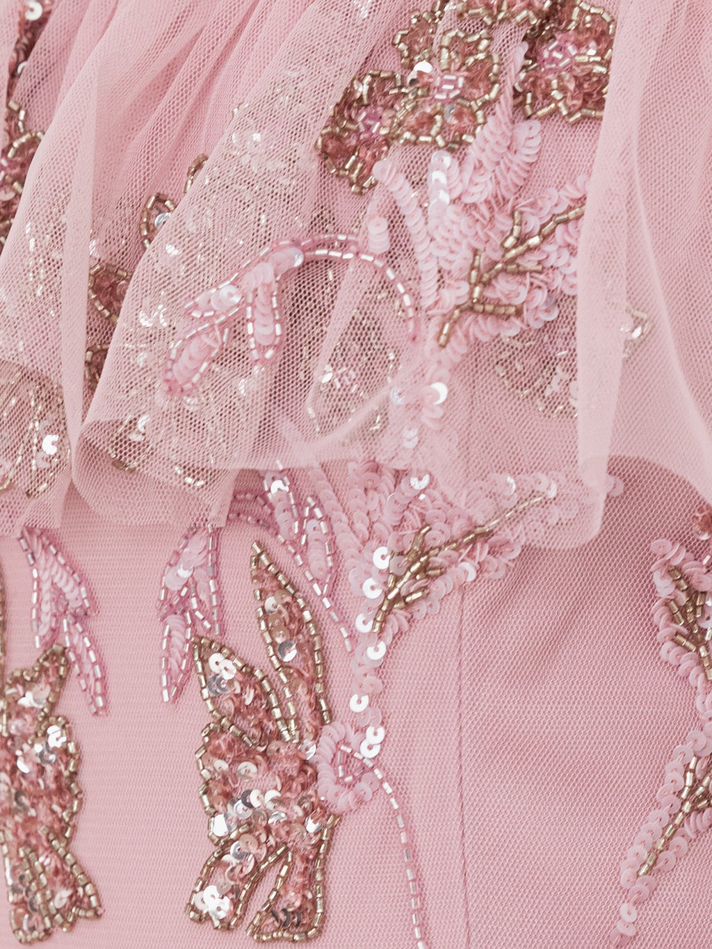 Maya Soft Pink Floral Embellished Bardot Maxi Dress