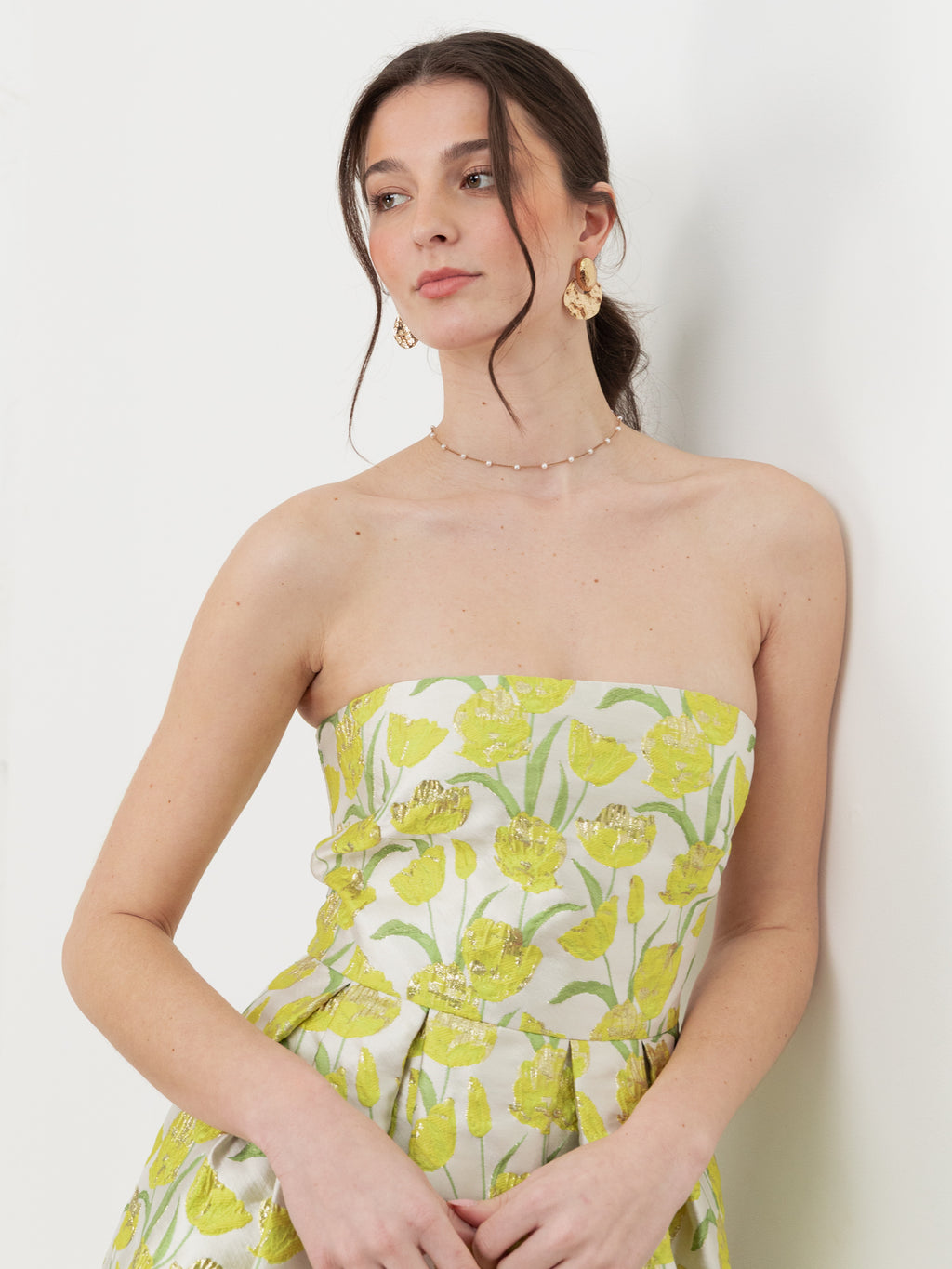Maya Floral Jacquard Bandeau Midaxi Dress