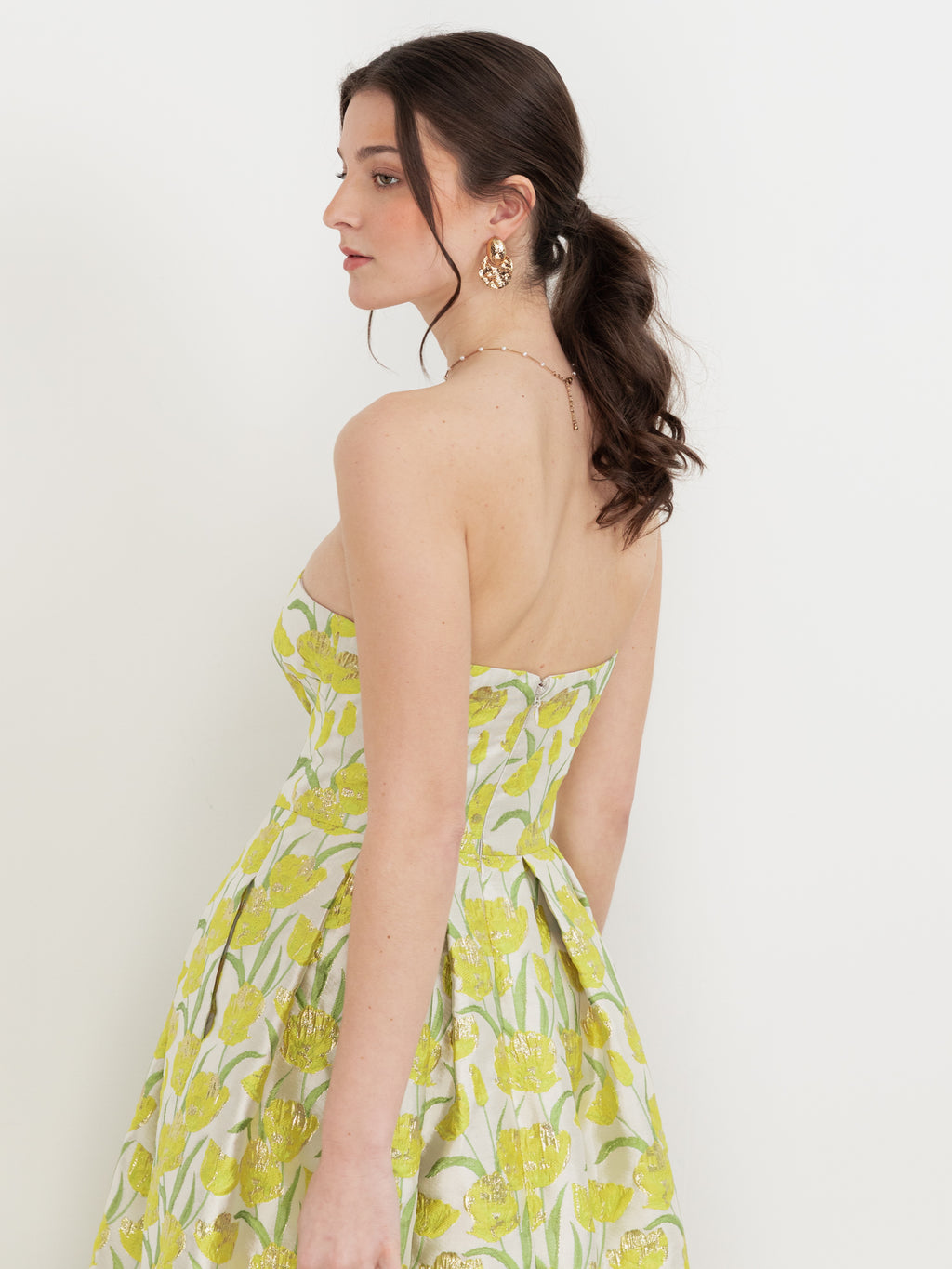 Maya Floral Jacquard Bandeau Midaxi Dress