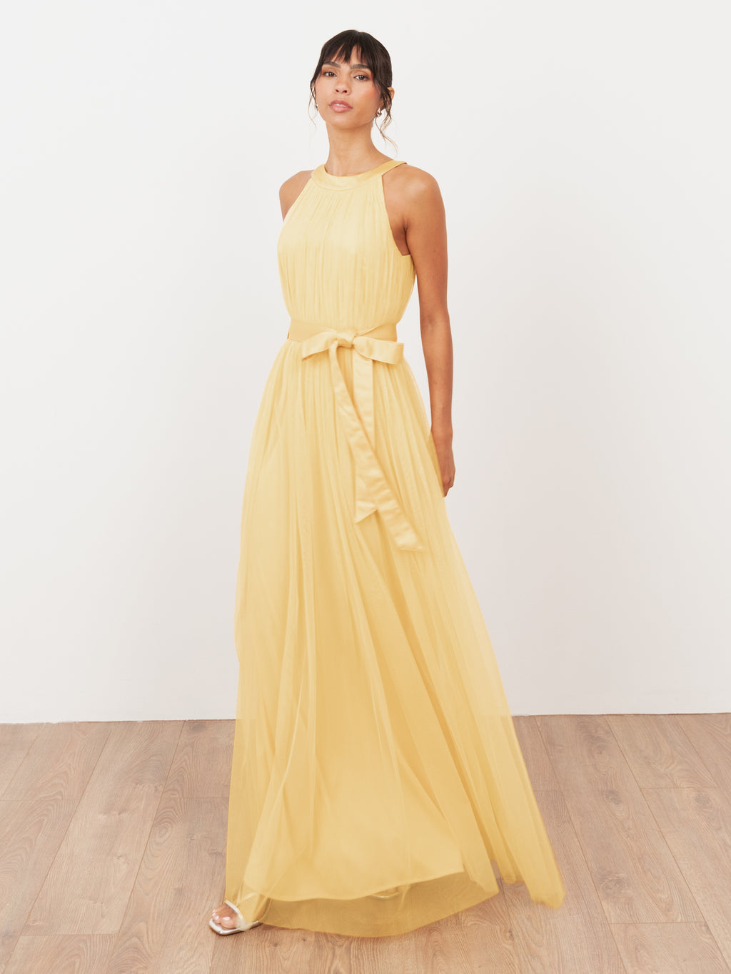 Anaya With Love Recycled Buttercream Halter Neck Maxi Dress