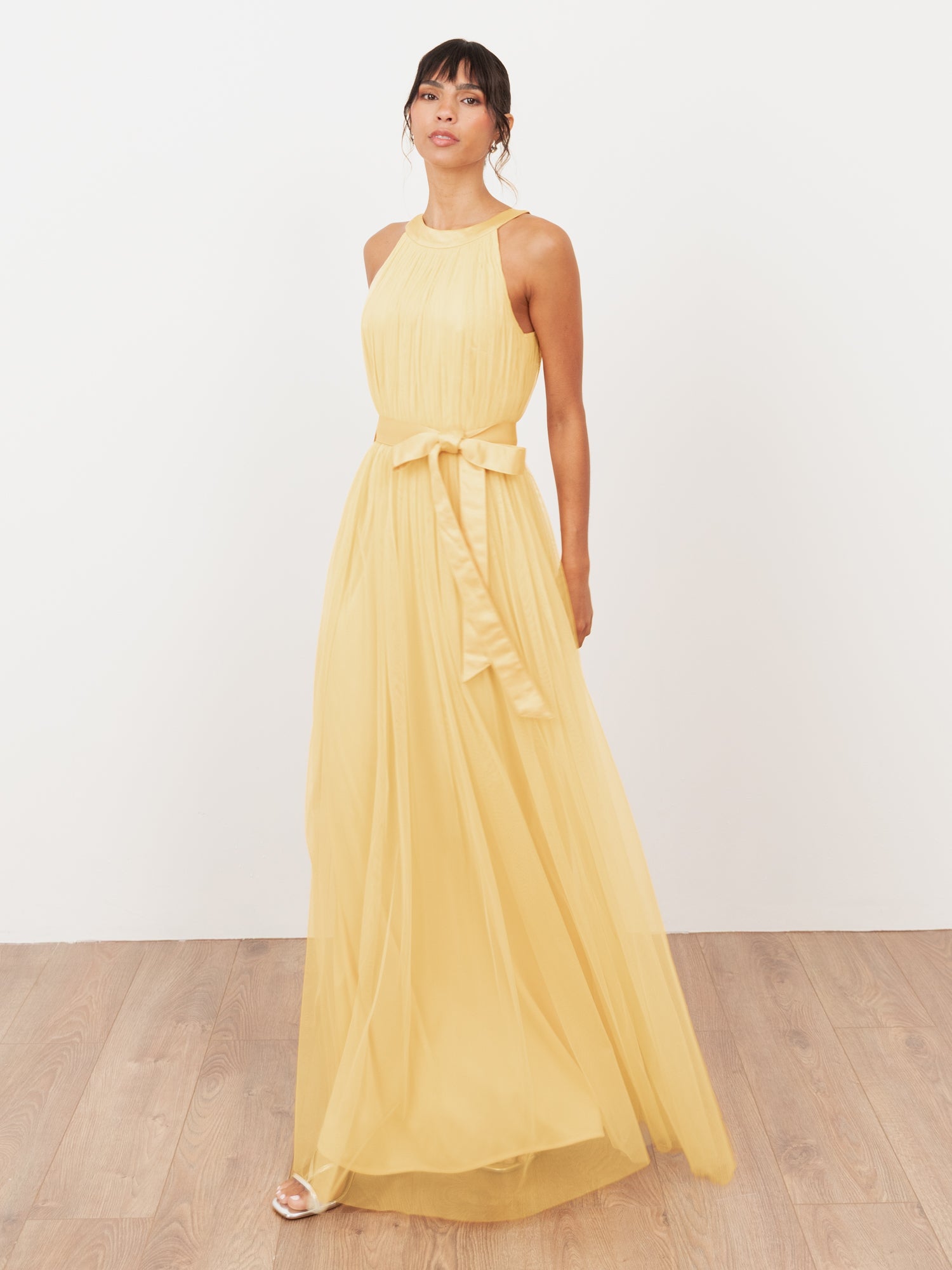 Anaya With Love Recycled Buttercream Halter Neck Maxi Dress