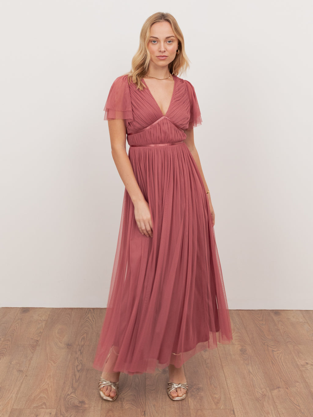 Anaya With Love Recycled Faded Rose Ribbon Detail Midi Dress