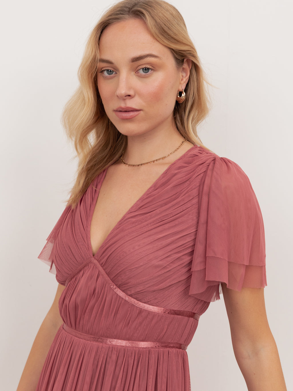 Anaya With Love Recycled Faded Rose Ribbon Detail Midi Dress