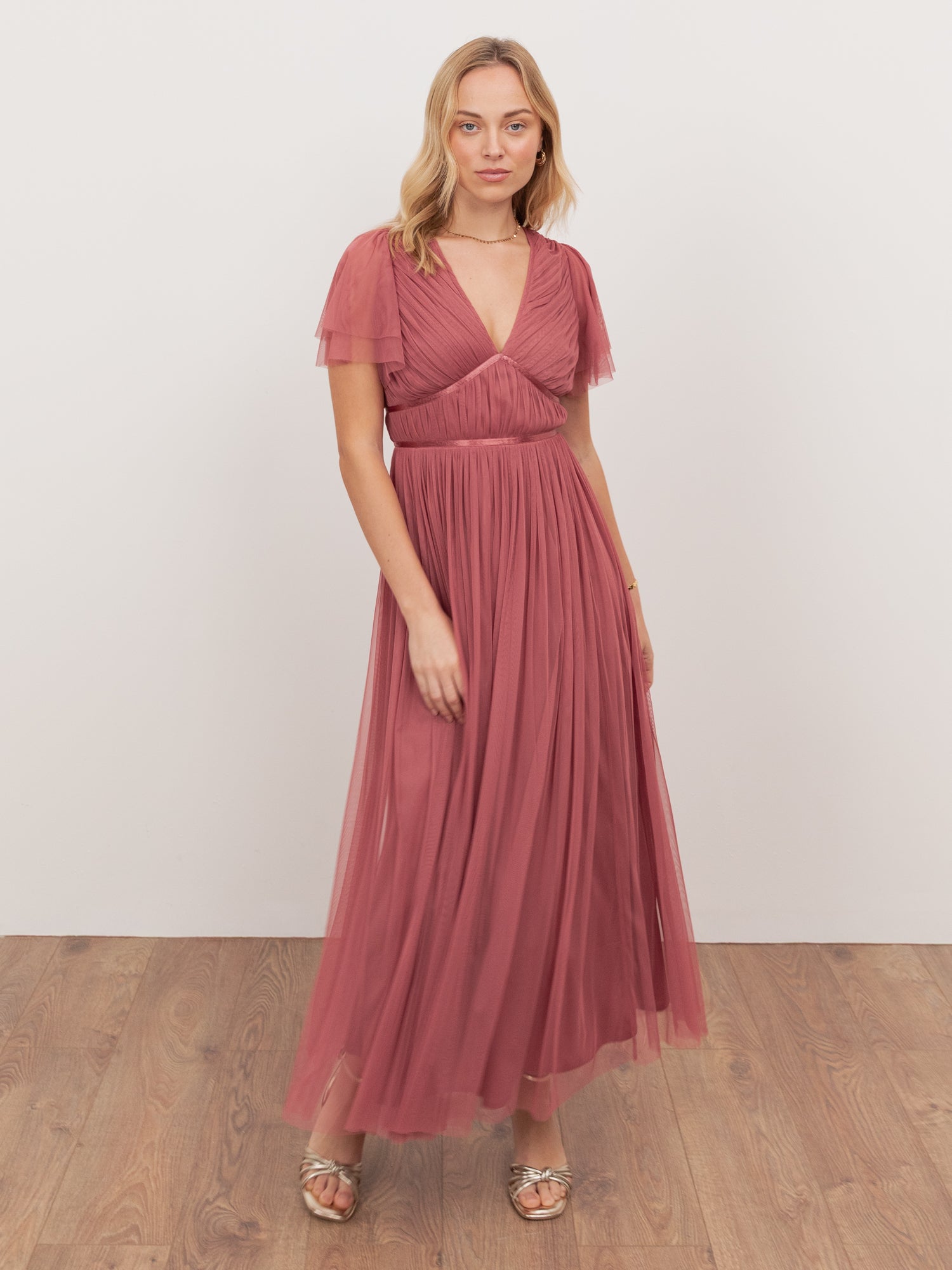 Anaya With Love Recycled Faded Rose Ribbon Detail Midi Dress
