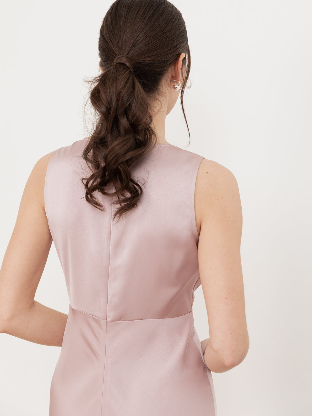 Maya Blush Sleeveless V Neck Satin Maxi Dress