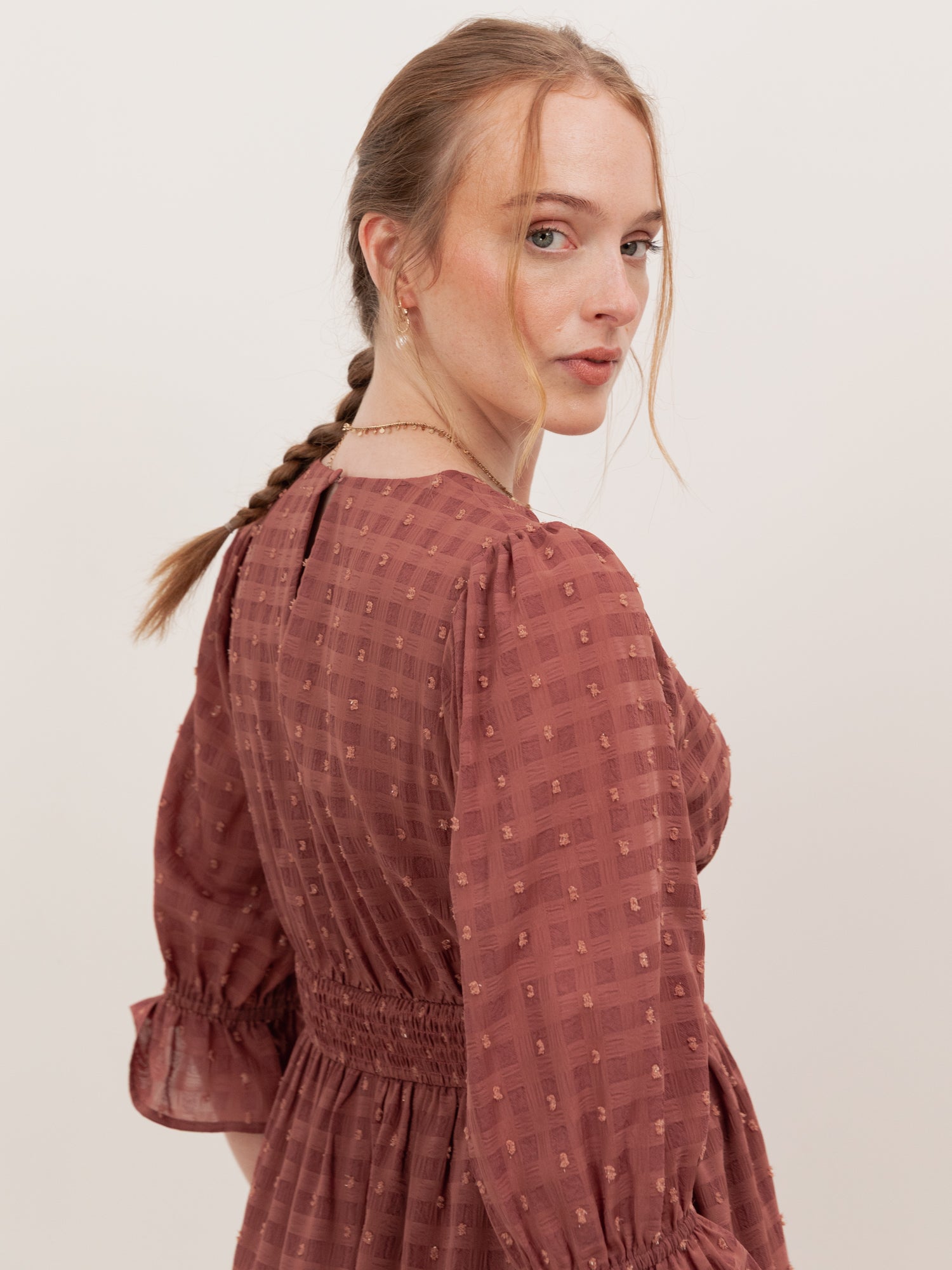 Lovedrobe Terracotta Pink Gingham V Neck Midaxi Dress