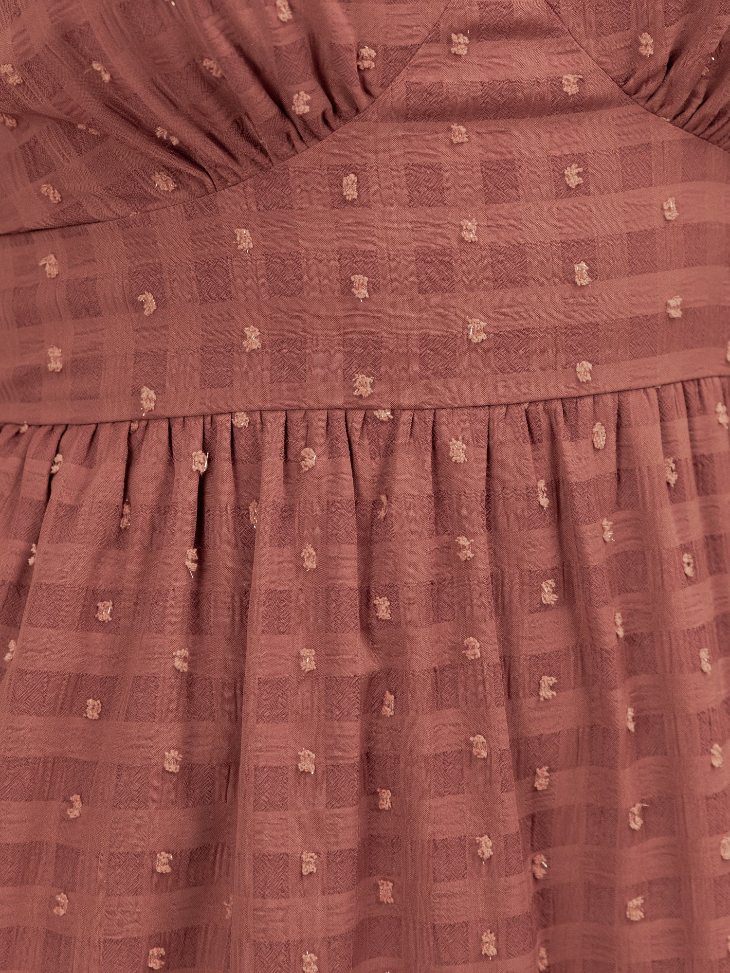 Lovedrobe Terracotta Pink Gingham V Neck Midaxi Dress