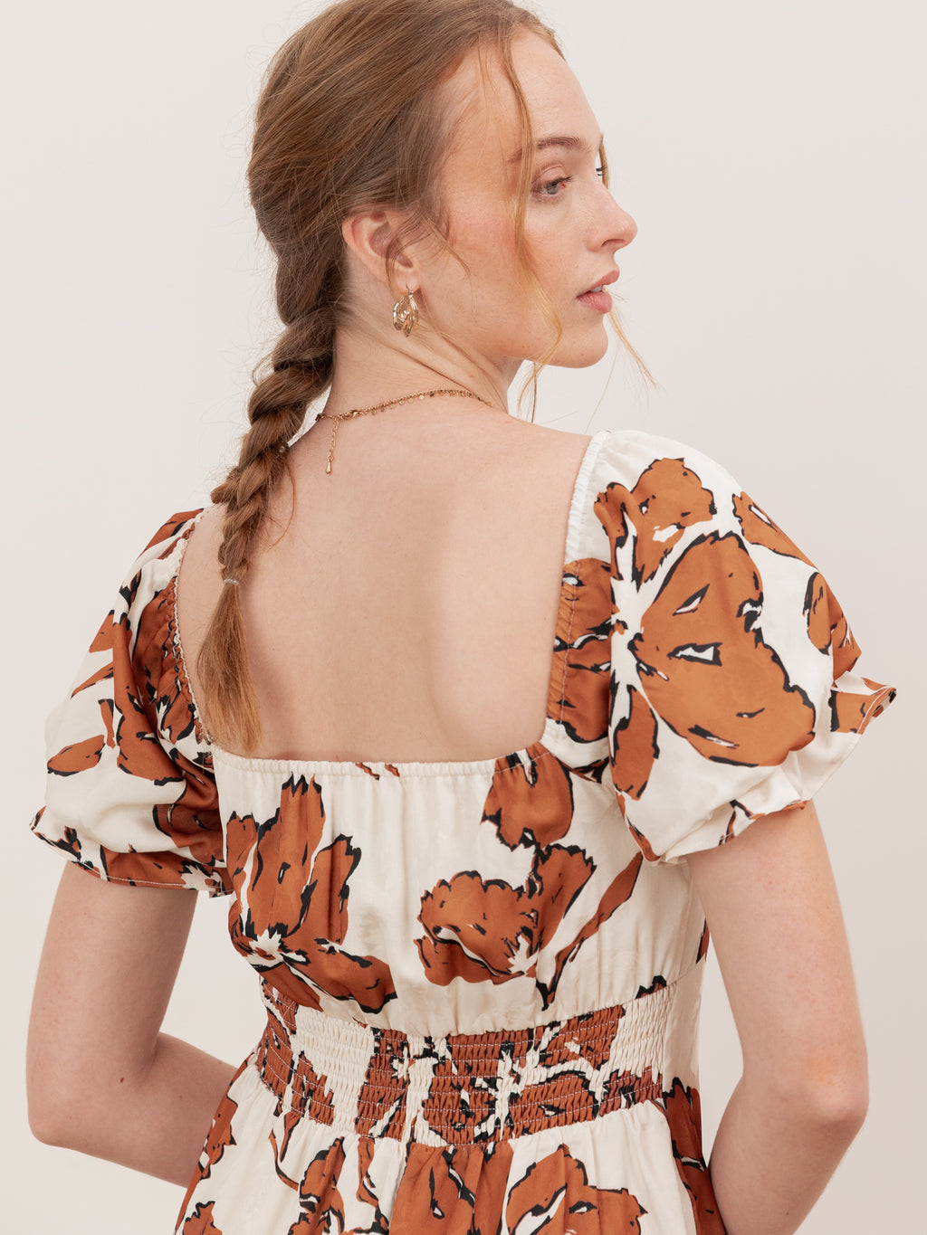 Lovedrobe Textured Floral Midaxi Dress with Ruched Front