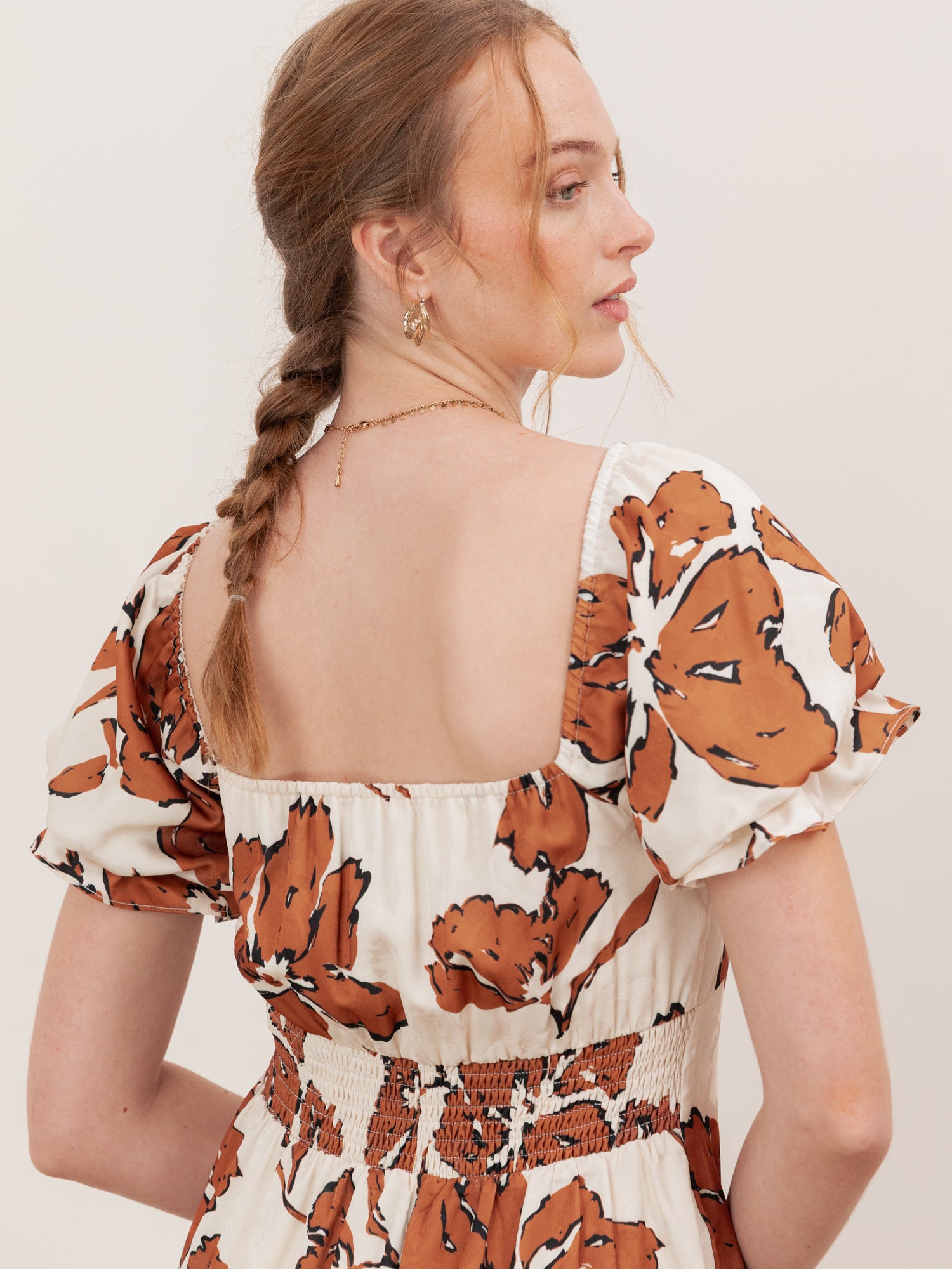 Lovedrobe Textured Floral Midaxi Dress with Ruched Front